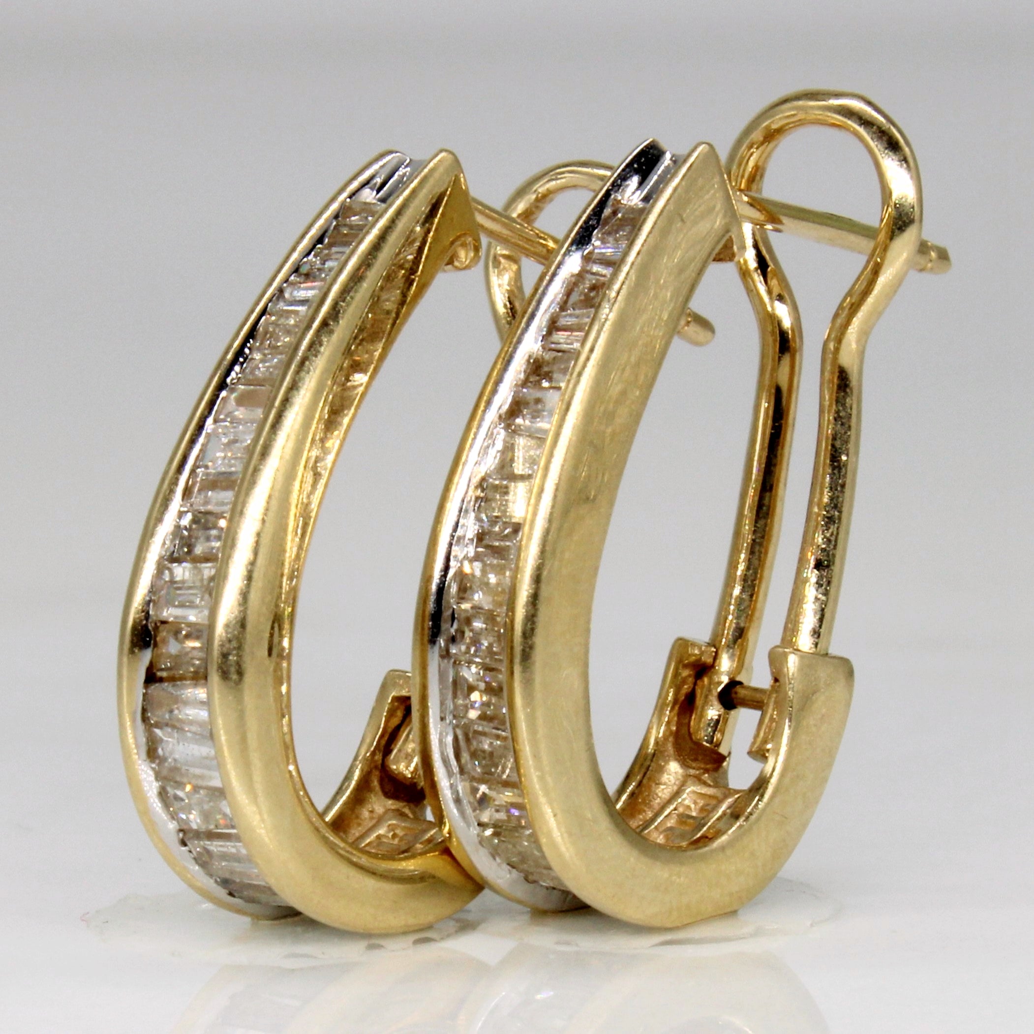 Boucles d'oreilles créoles en diamants taille baguette | 1,00 ct |