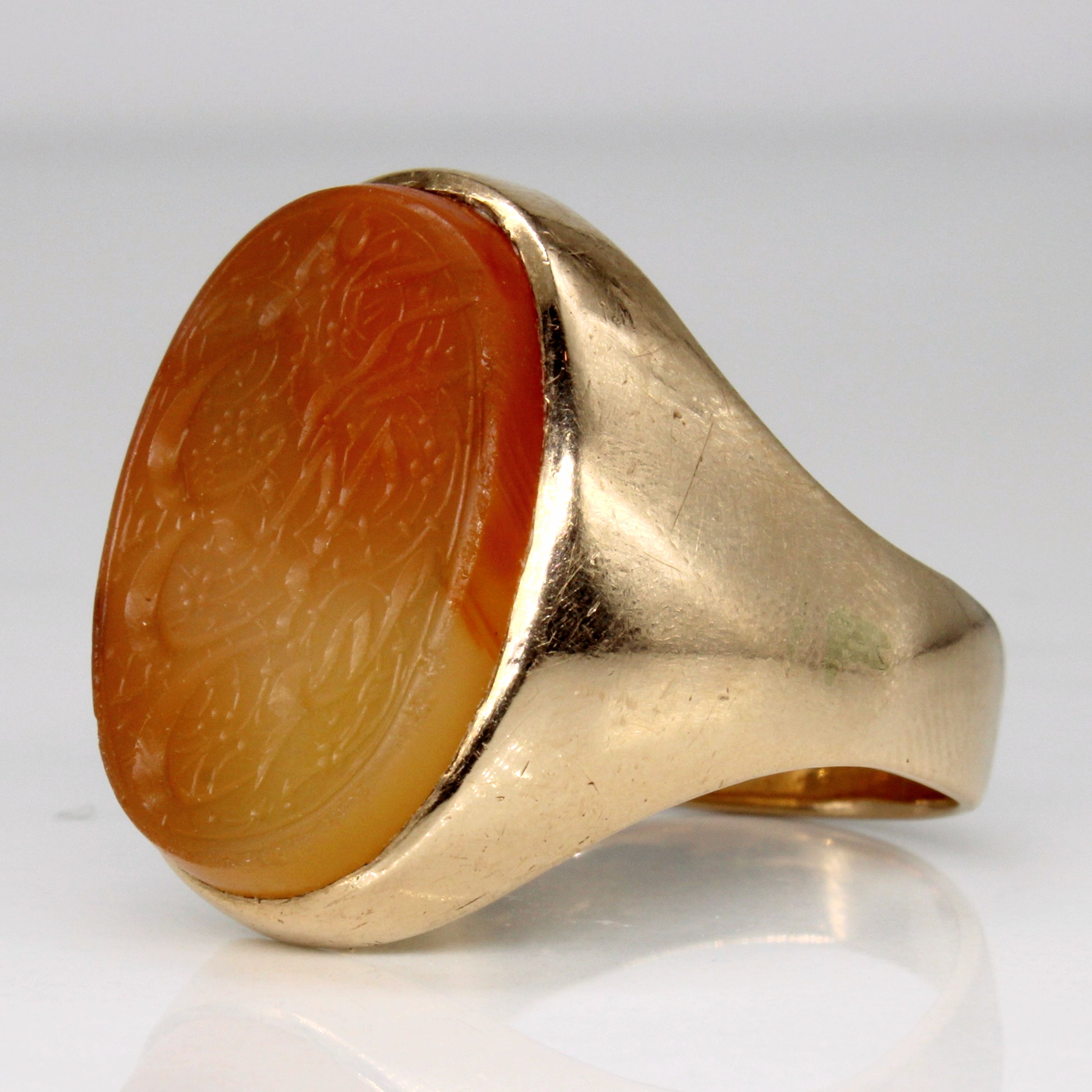 Carved Carnelian Signet Ring | 10.00ct | SZ 11 |