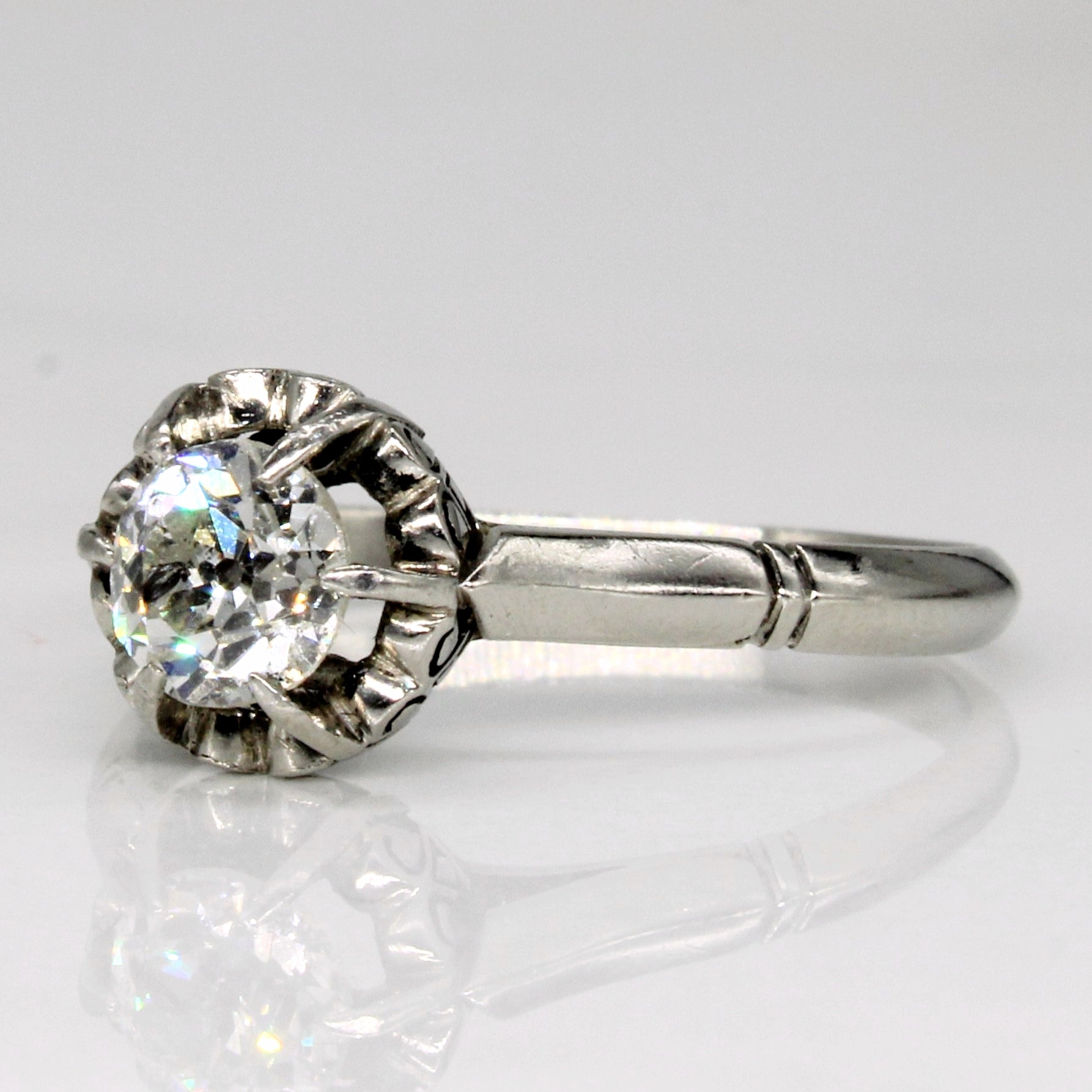 Bague de fiançailles Art Déco sertie de diamants illusion | 0,63 ct | Taille 7,75 |