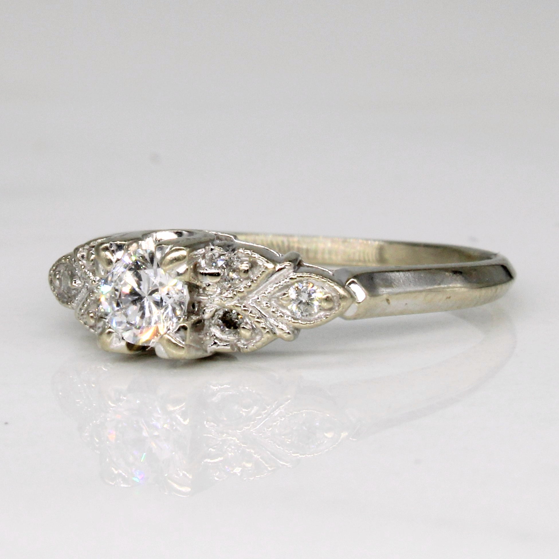Bague de fiançailles vintage en diamant | 0,28 ct | Taille 6,25 |