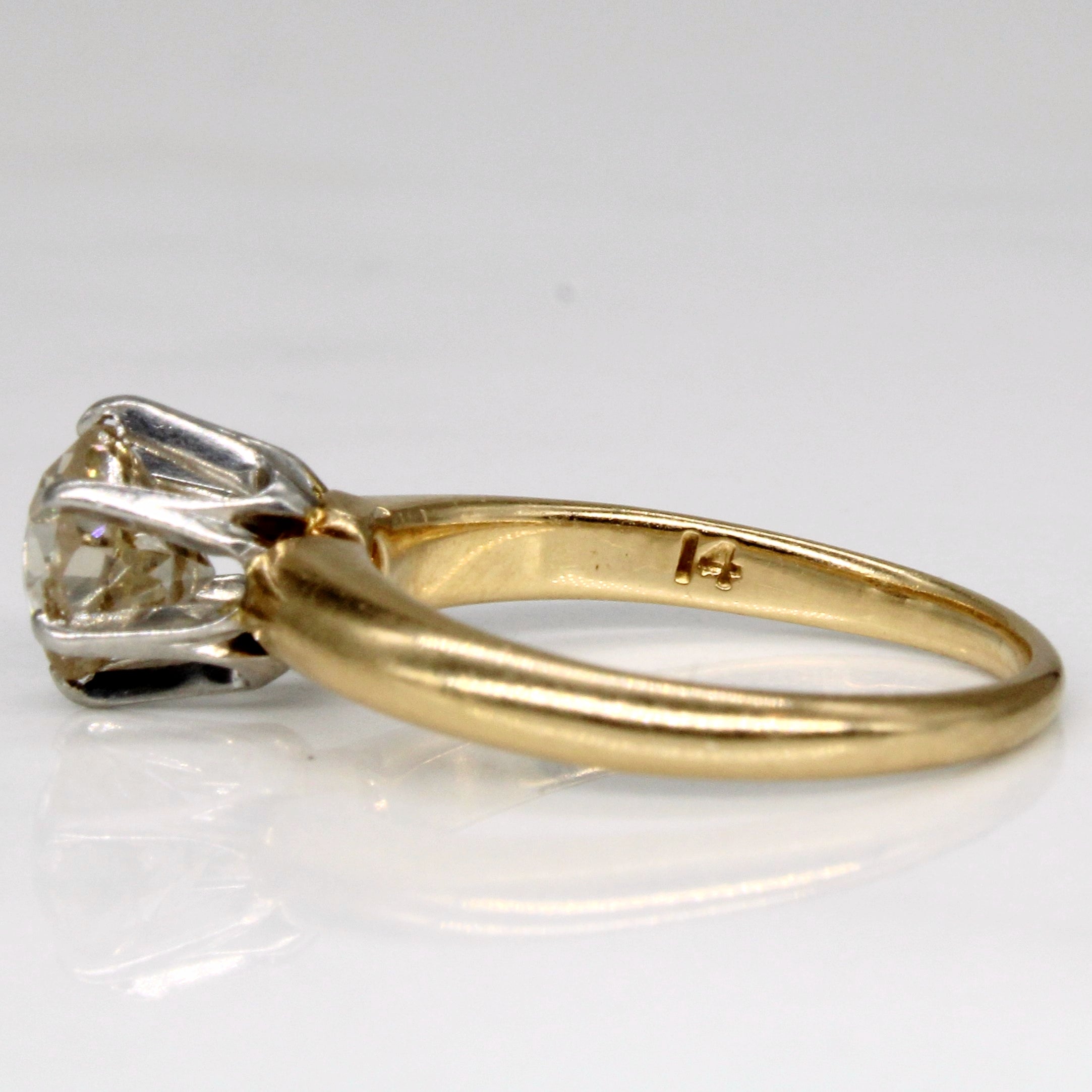 Antique Old European Cut Diamond Engagement Ring | 0.86ct I1 Light Brown | SZ 8.5 |