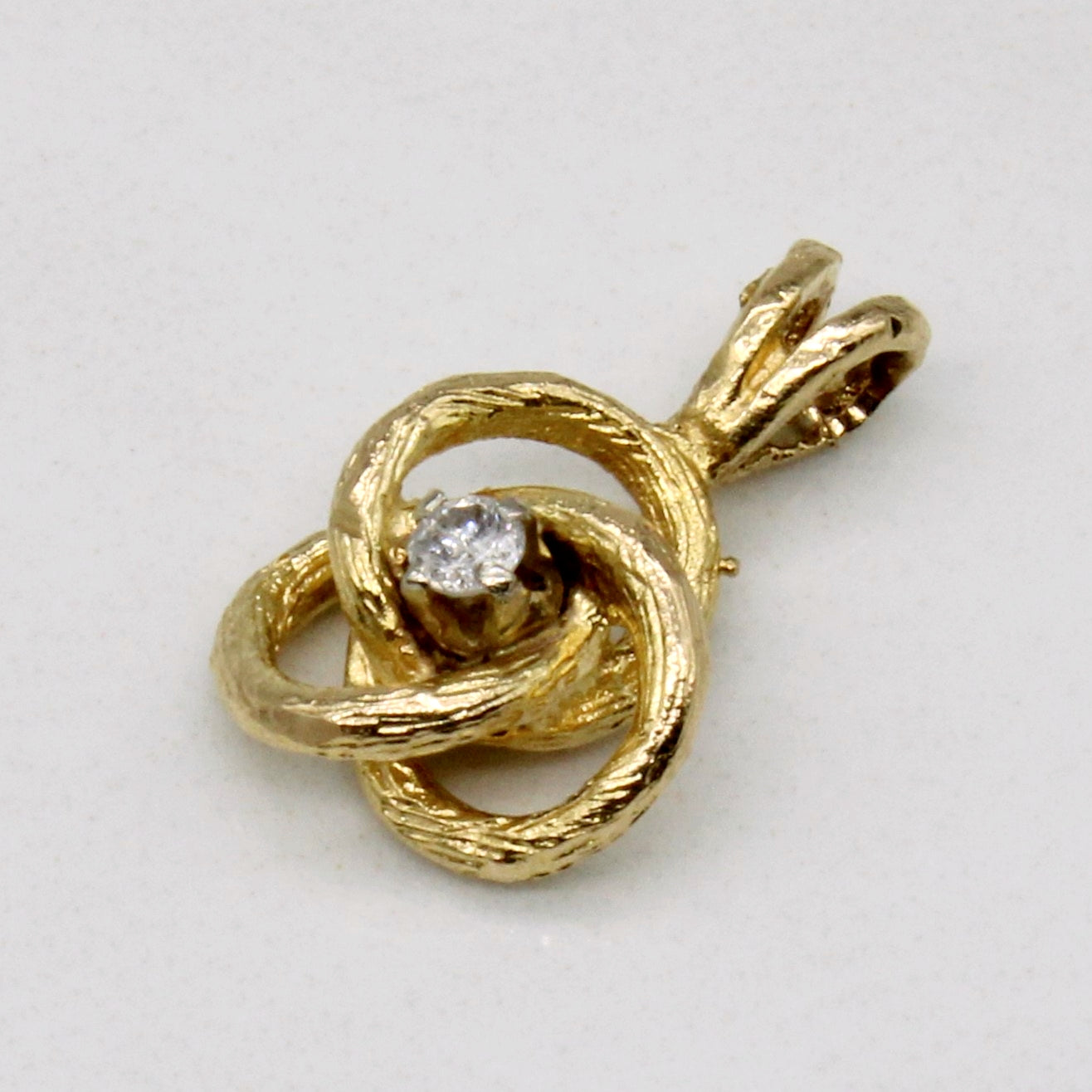 14k Yellow Gold Knot Diamond Pendant | 0.03ct