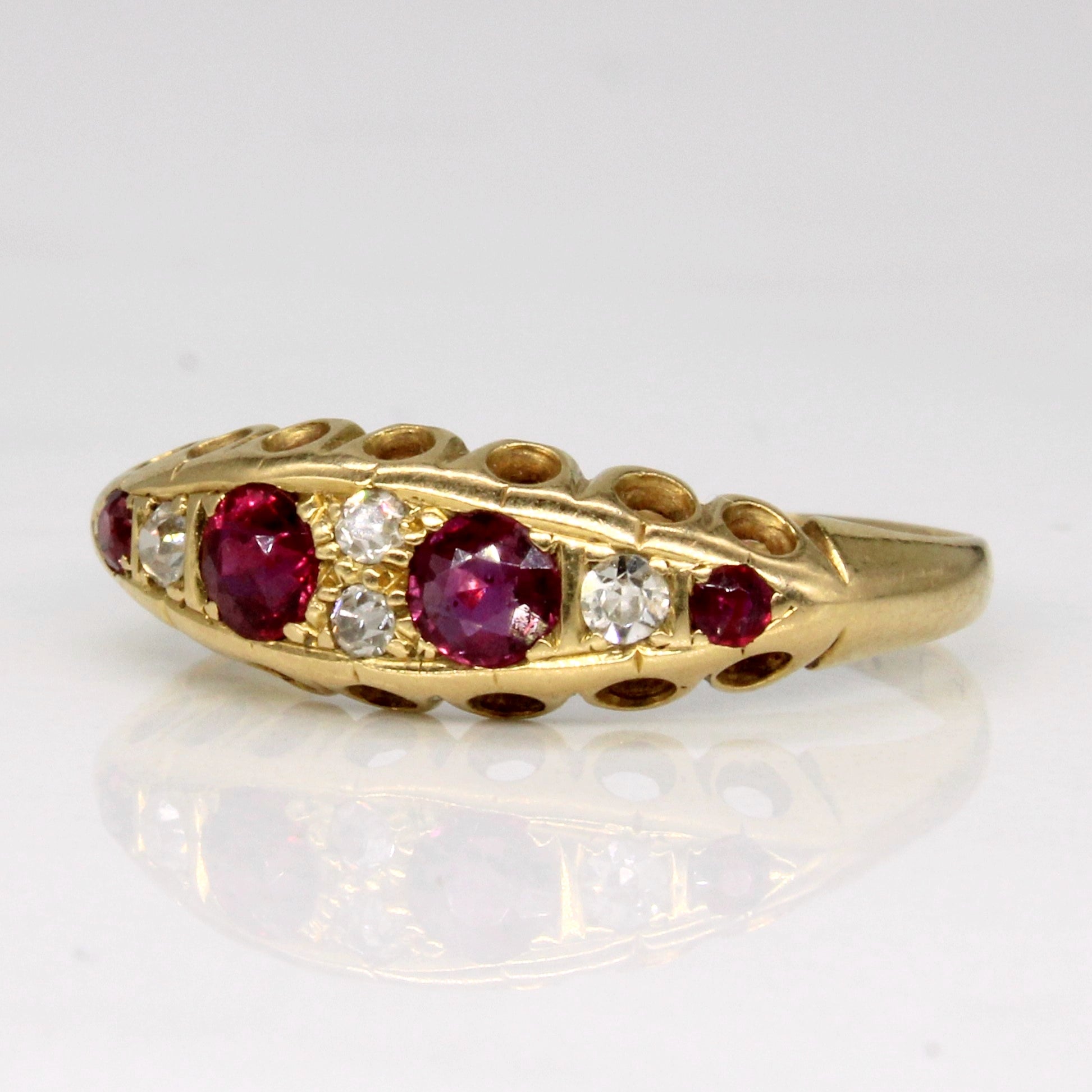 Vintage Birmingham Ruby & Diamond Ring | 0.30ctw, 0.06ctw | SZ 5.5 |
