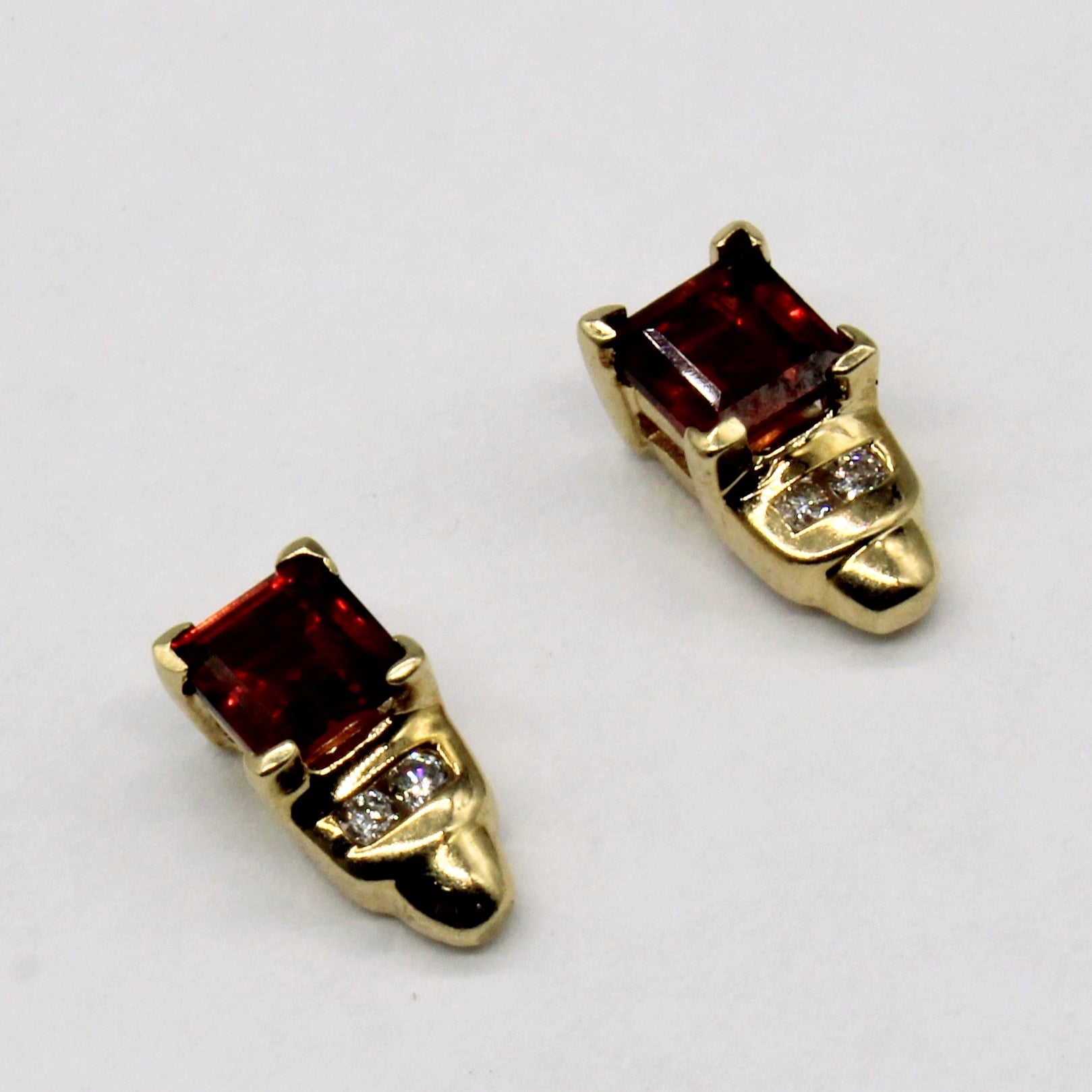 Garnet & Diamond 10k Earrings | 0.74ctw, 0.04ctw |