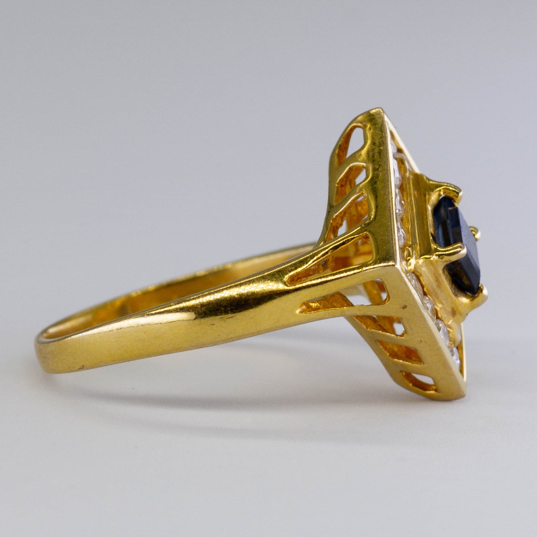 Blue Sapphire & Diamond Cocktail Ring | 0.16ctw, 0.45ct | SZ 7.25 |