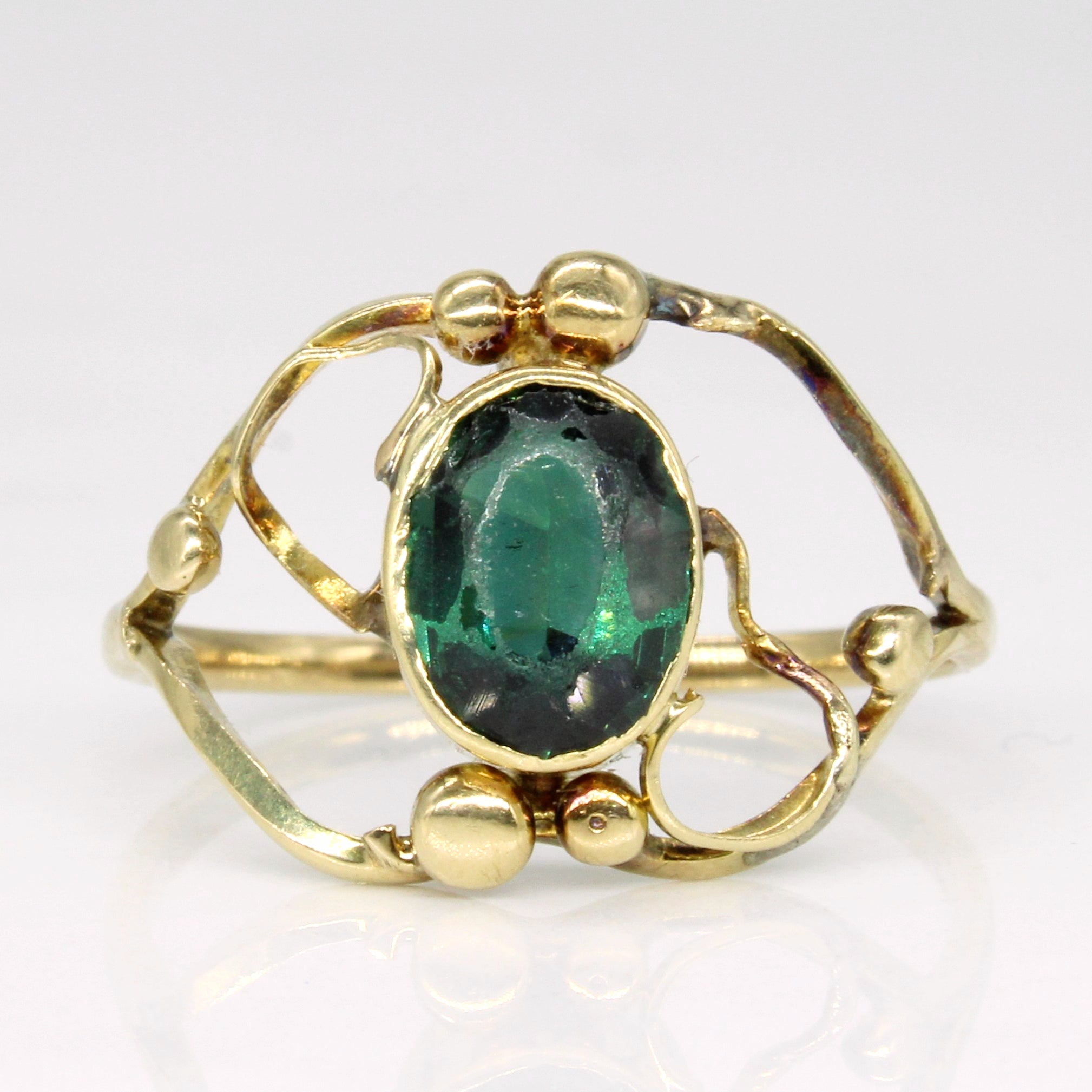 Bague cocktail vintage en spinelle synthétique | 1,00 ct | Taille 7,5 |