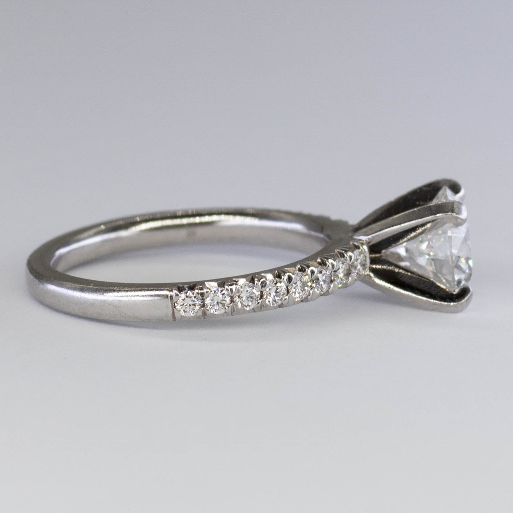 Flush Set Pave Diamond Engagement Ring | 1.50ctw | SZ 4.75 |