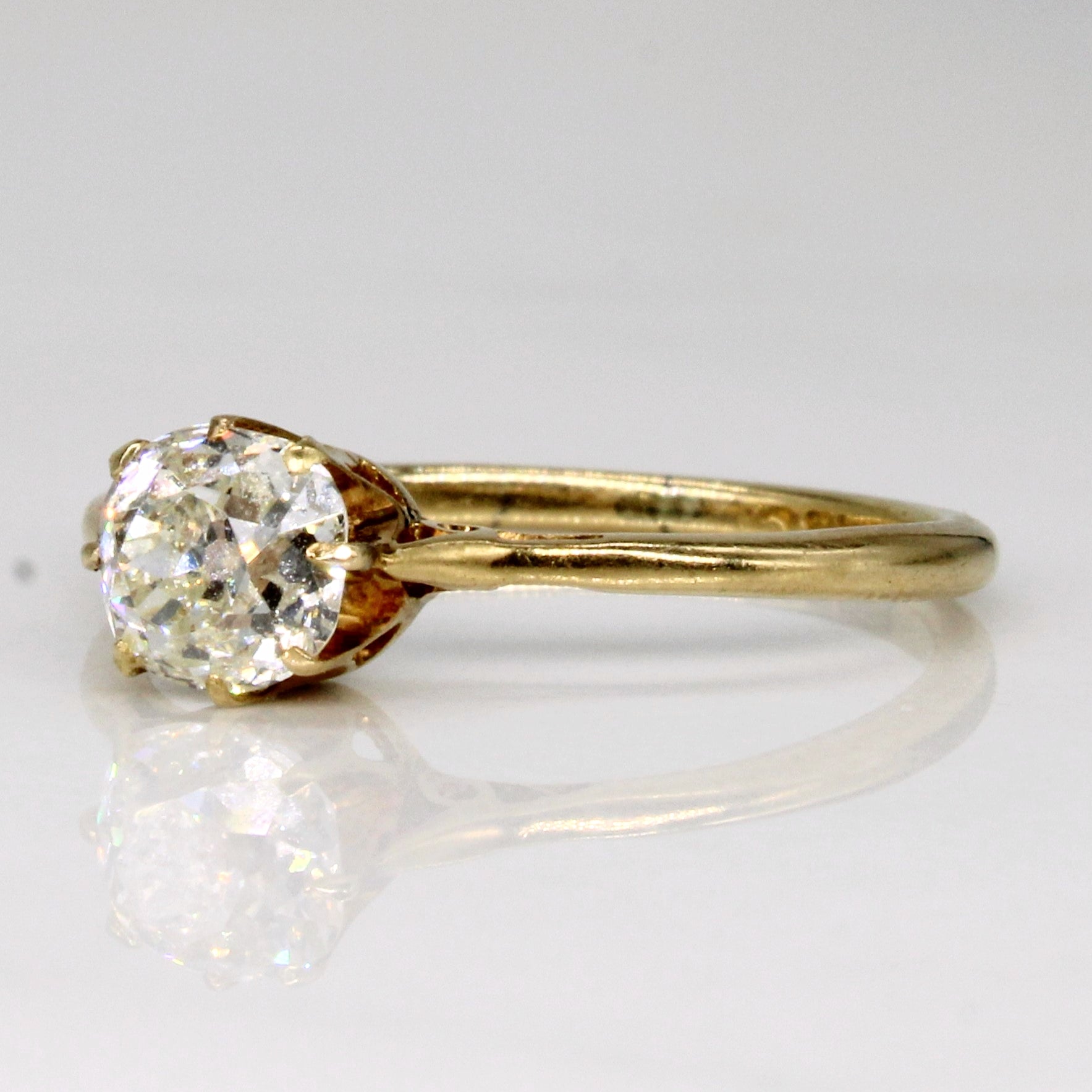 Solitaire Old Mine Diamond 18k Ring | 0.90ct | SZ 6.75 |