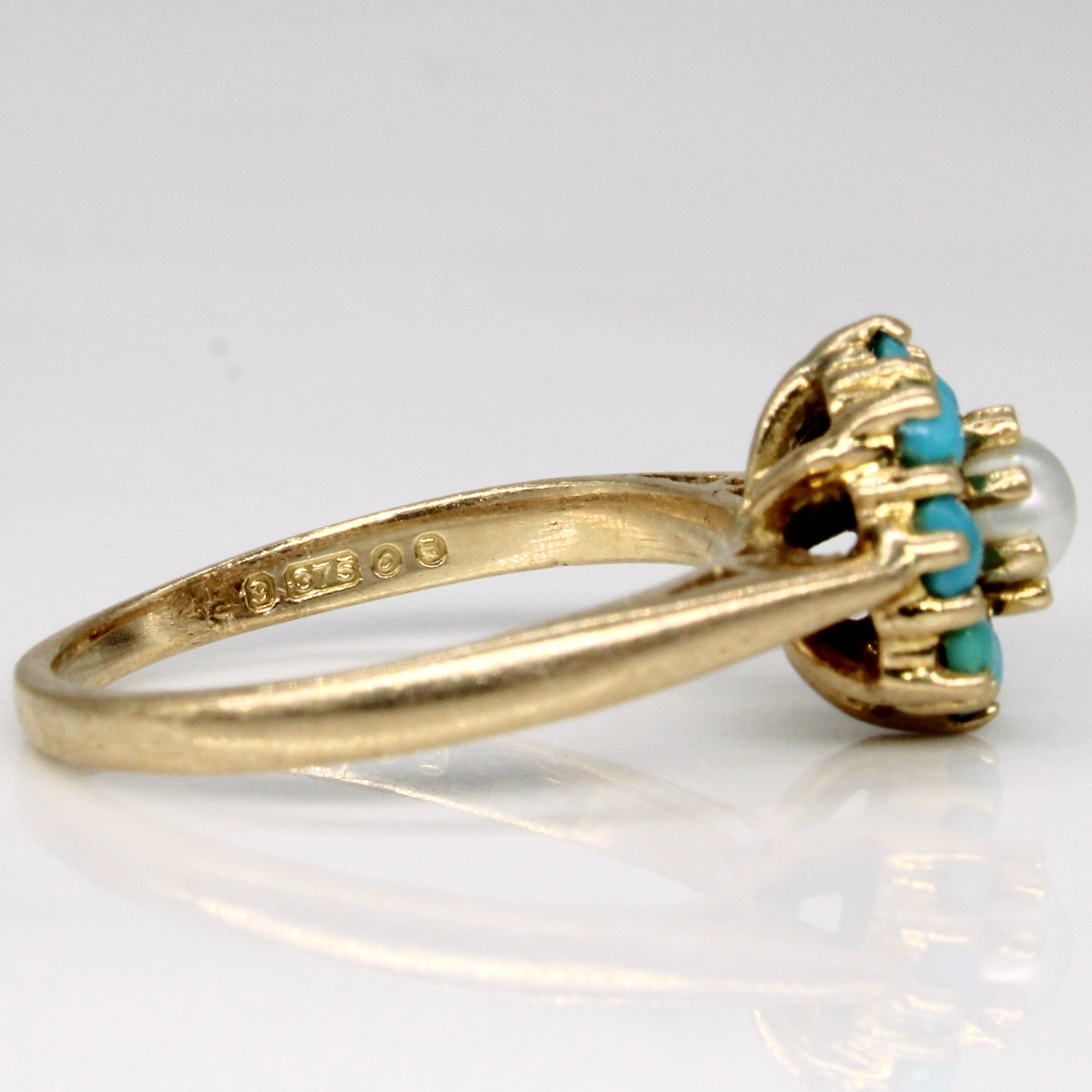 1969 London Turquoise & Pearl Cocktail Ring | 0.25ctw | SZ 5 |