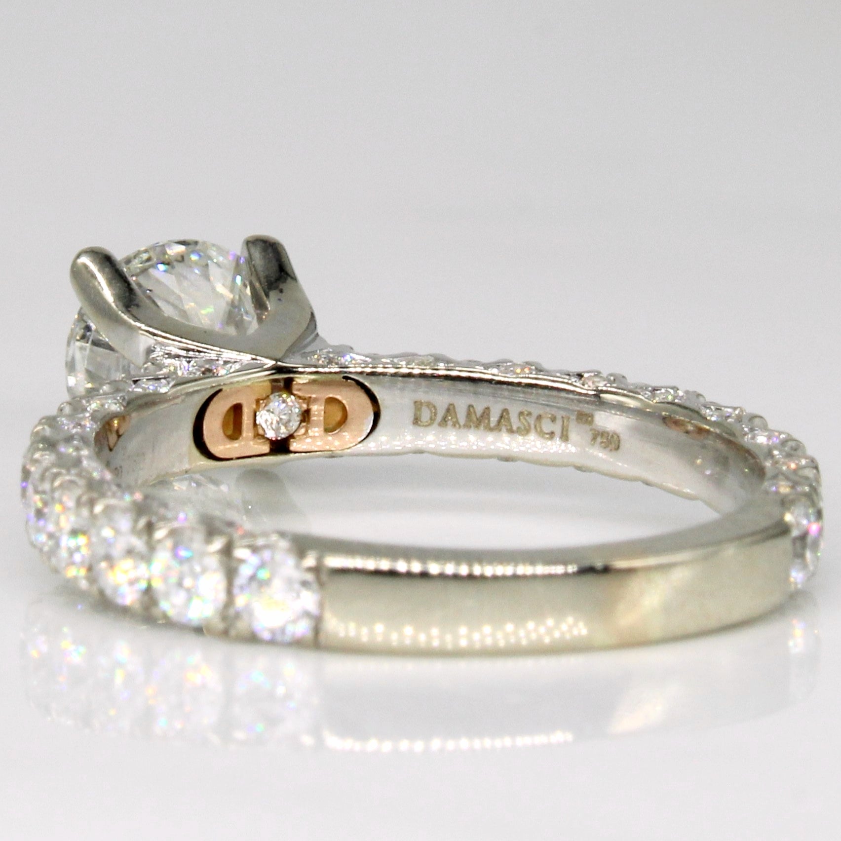 GIA Certified Solitaire with Accent Diamonds 18k Ring | 1.49ctw VS1 F EX | SZ 6.25 |