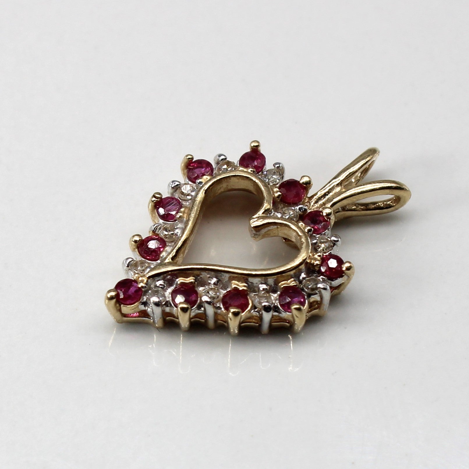 Ruby & Diamond Heart Pendant | 0.30ctw | 0.06ctw |