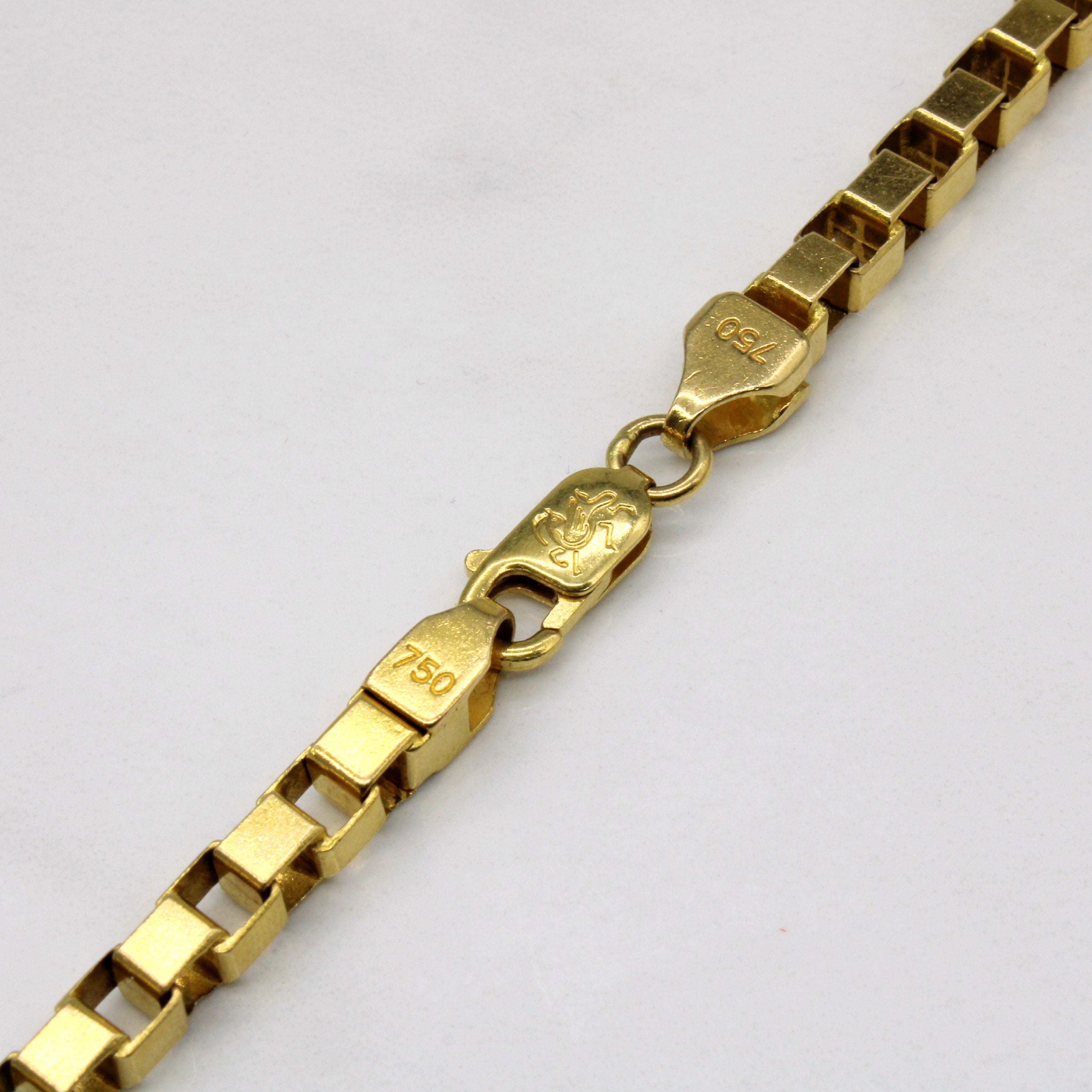 18k Yellow Gold Square Link Necklace | 21" |