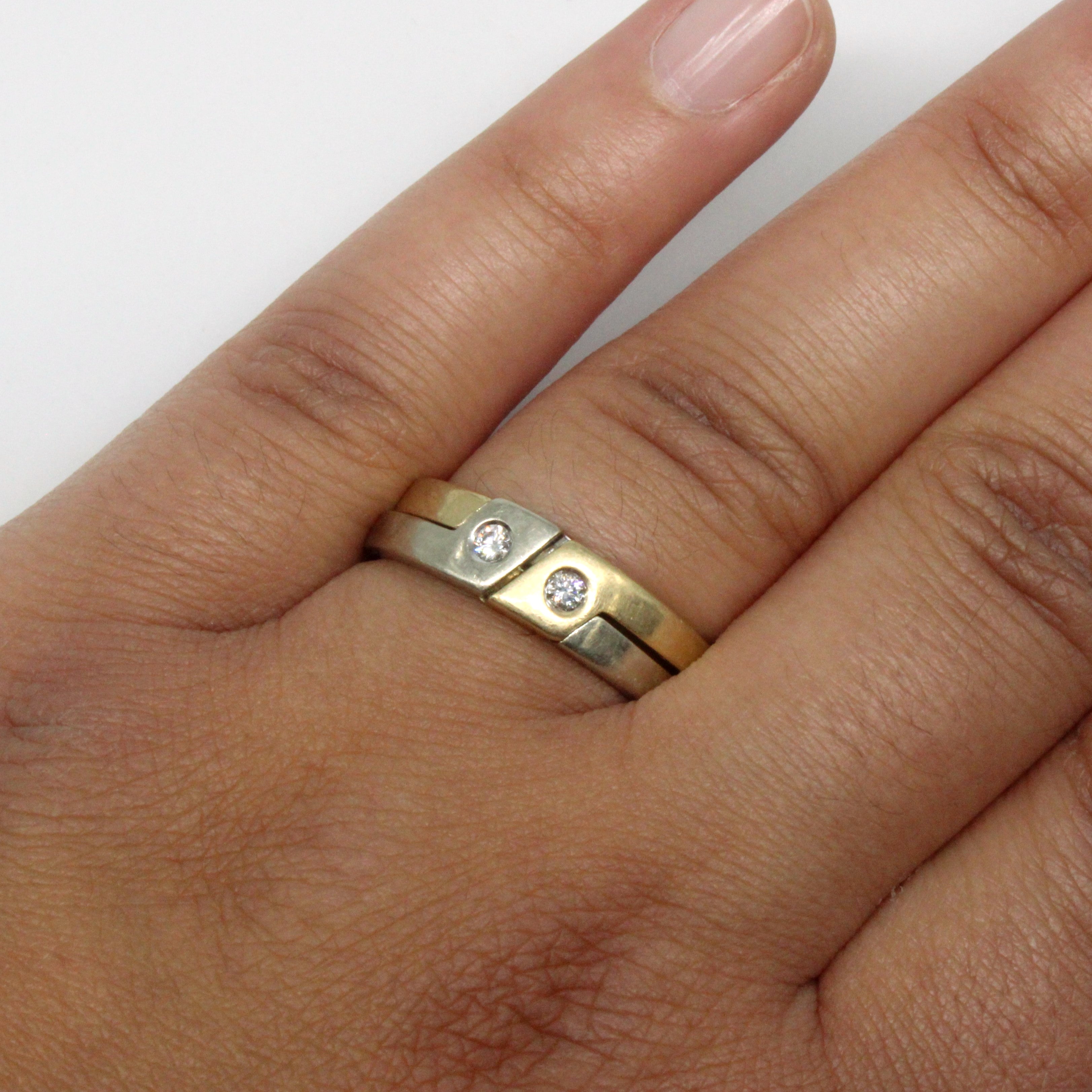 Two Tone Interlocking Diamond Band | 0.24ctw | SZ 8.75 |