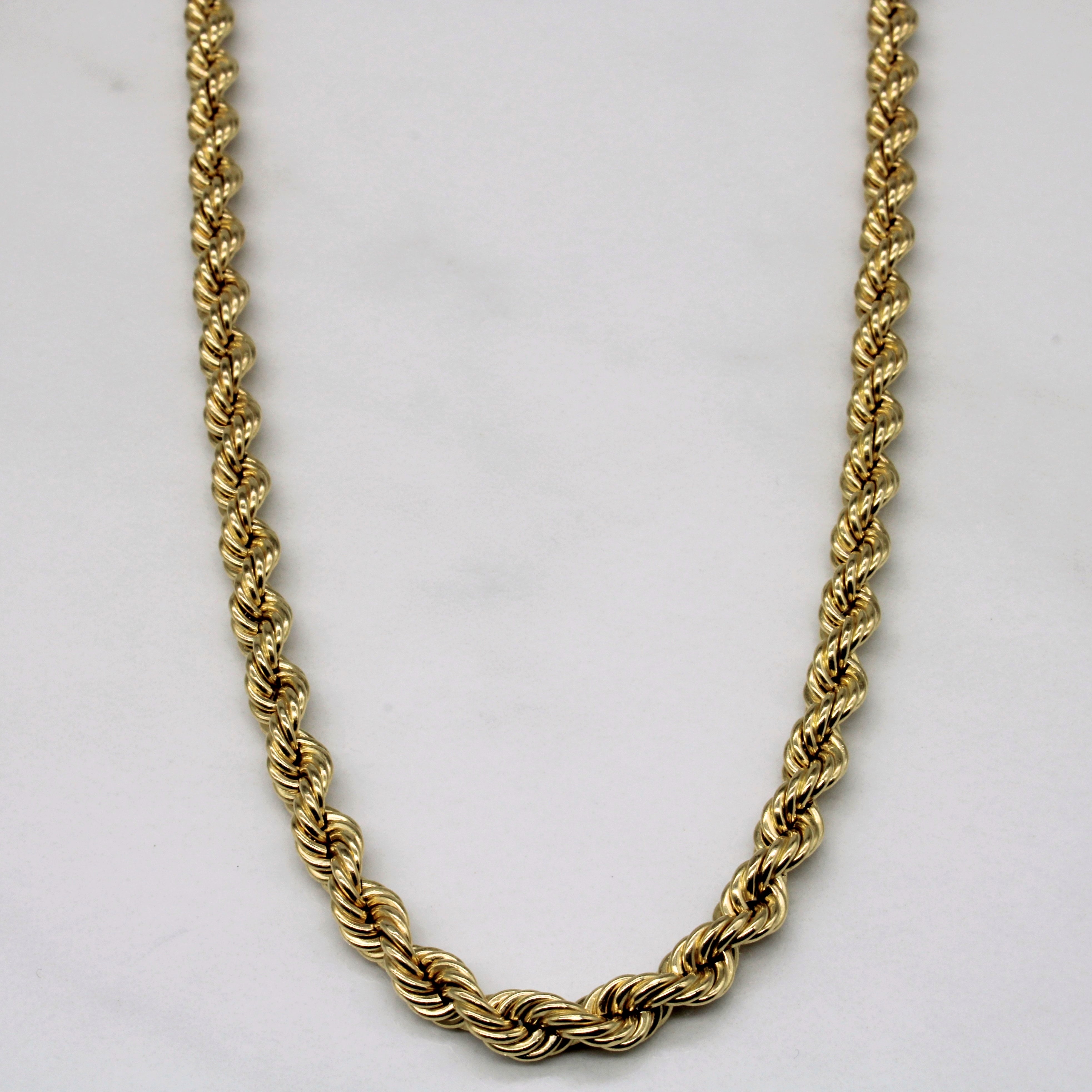 Chaîne corde en or jaune 10 carats | 28 pouces |