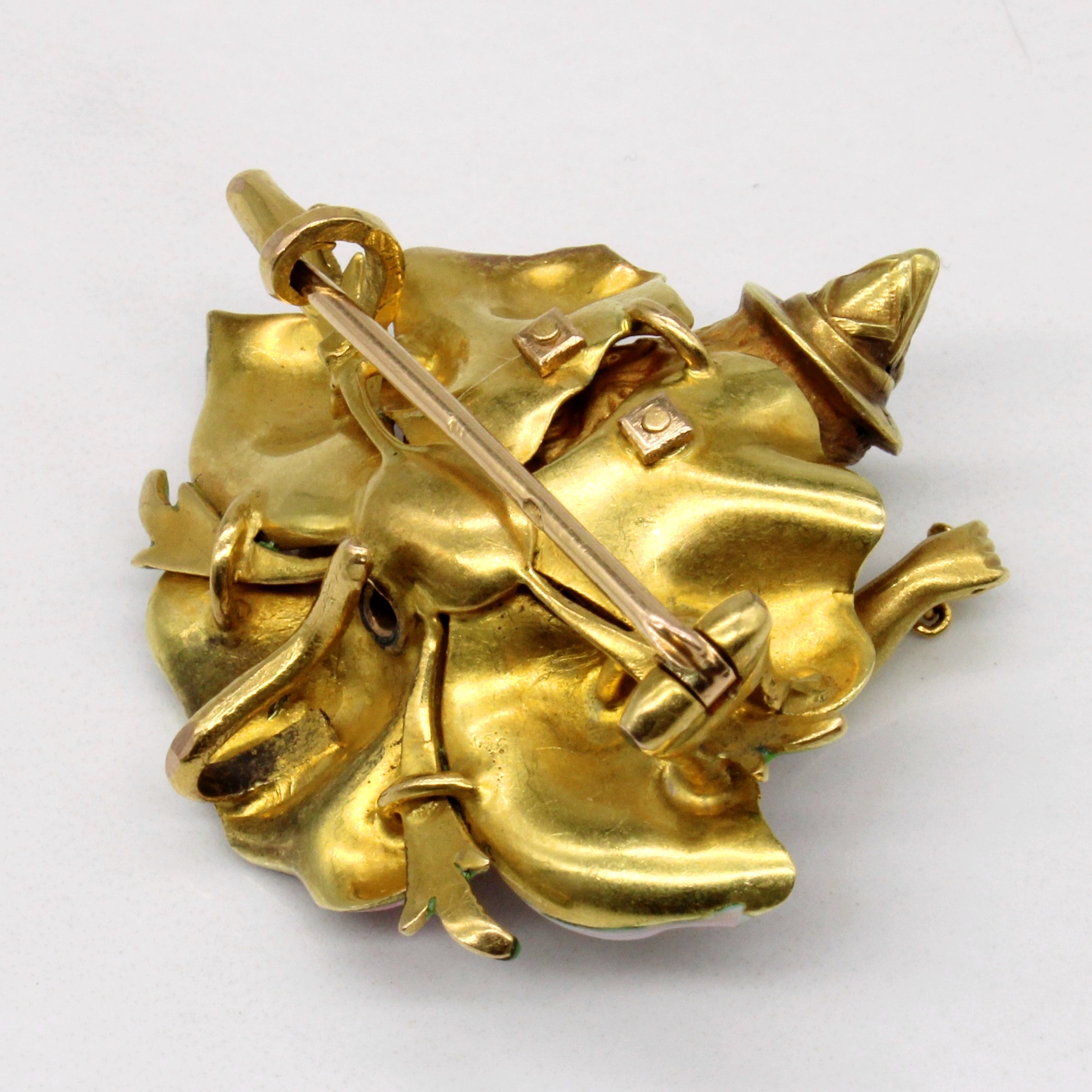 Diamond & Ruby Enamel Flower Brooch | 0.05ctw, 0.01ct |