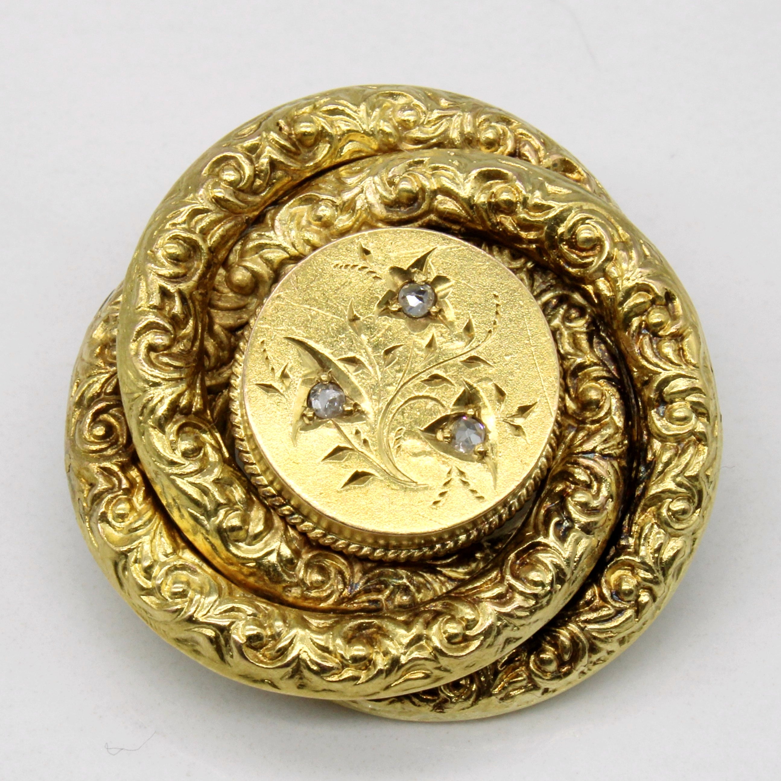 14k Yellow Gold Diamond Brooch | 0.02ctw |
