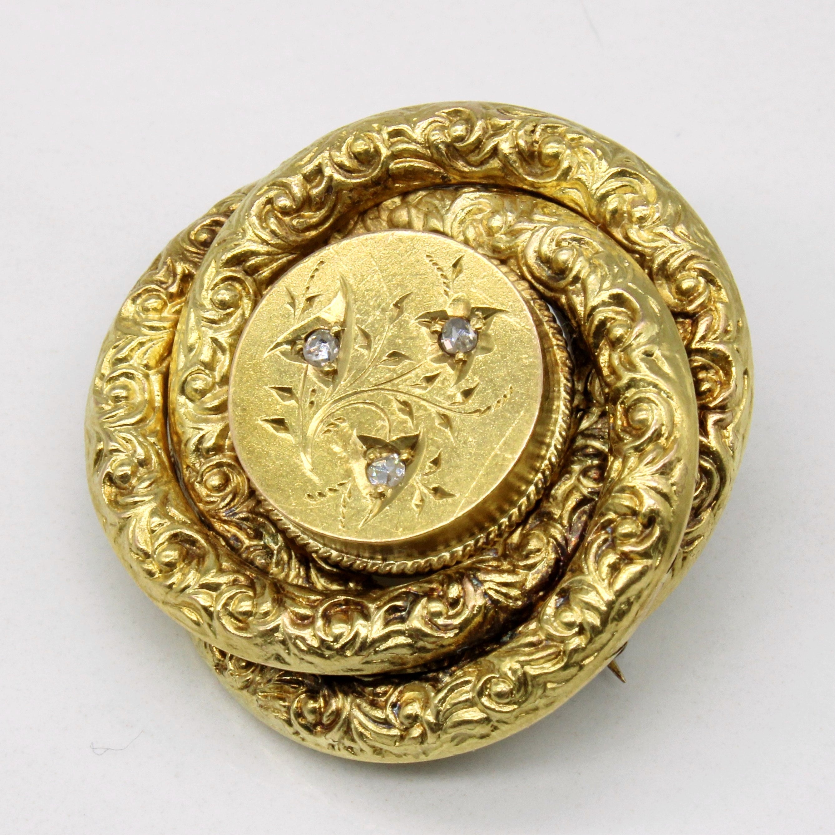 14k Yellow Gold Diamond Brooch | 0.02ctw |