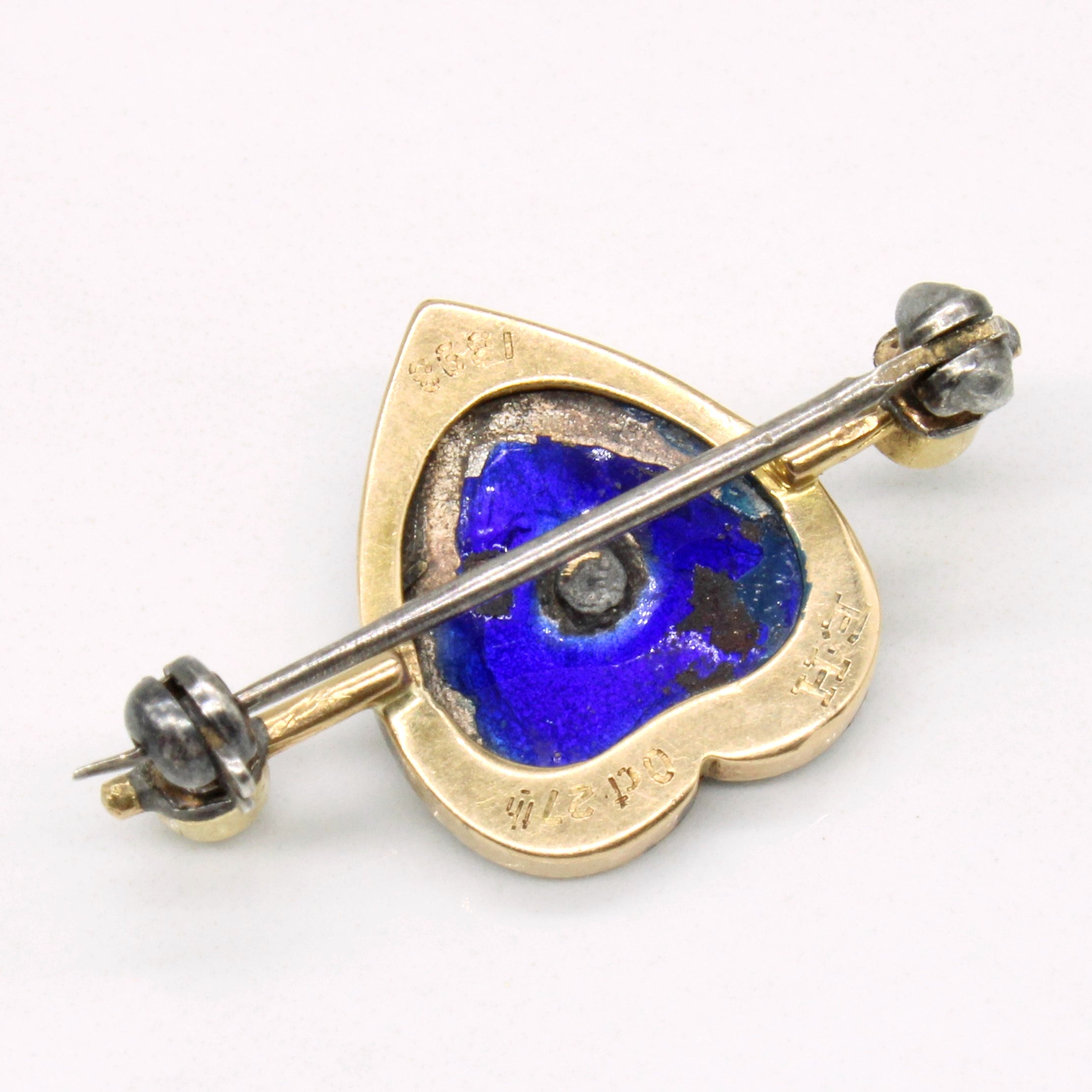 Antique Diamond & Pearl Heart Brooch | 0.04ctw |