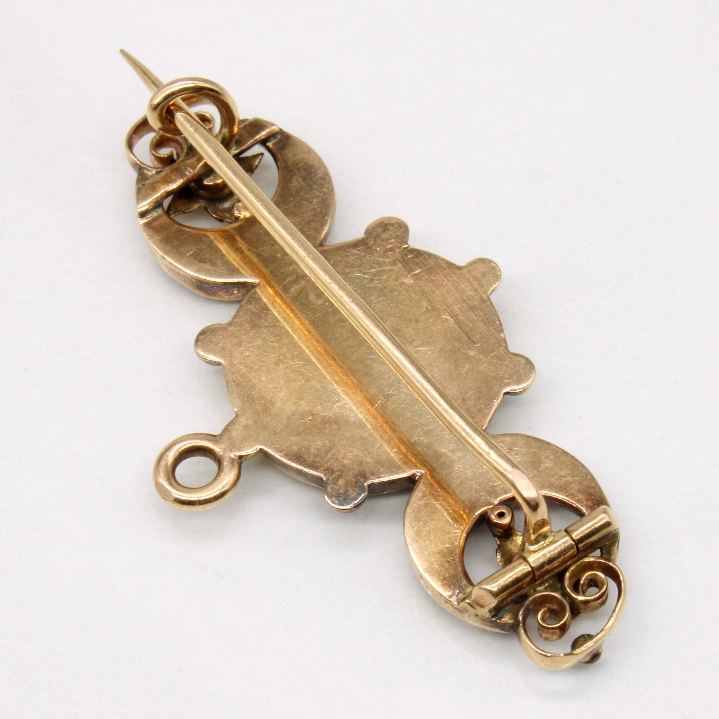 Vintage 18k Yellow Gold Enamel Flower Brooch