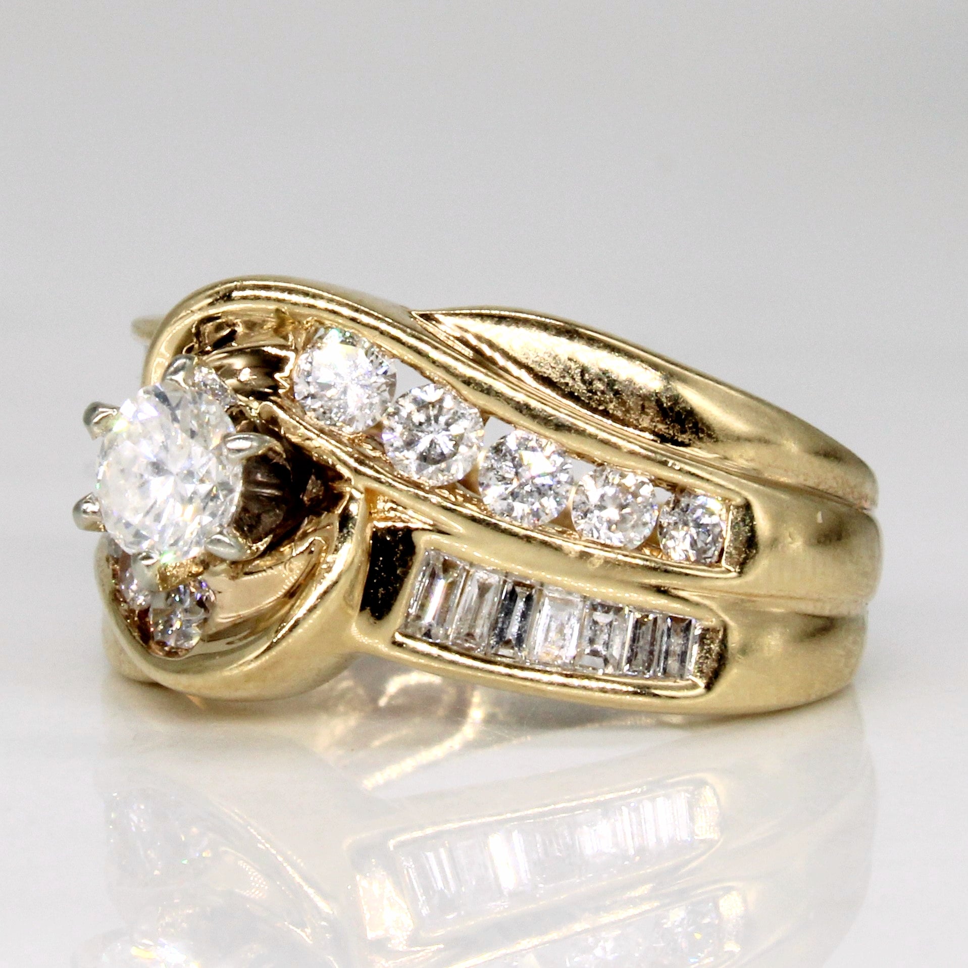 14k Diamond Bypass Design Ring with Accents | 0.3ct, 0.4ctw 0.5ctw | SZ 5.25