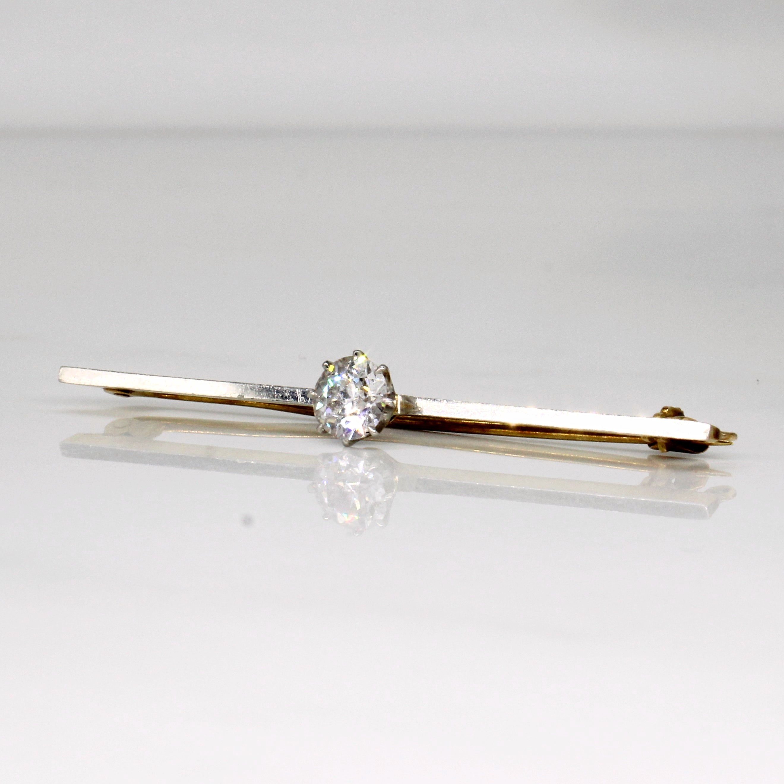 Old European Diamond 18k Bar Brooch | 0.75ctw |