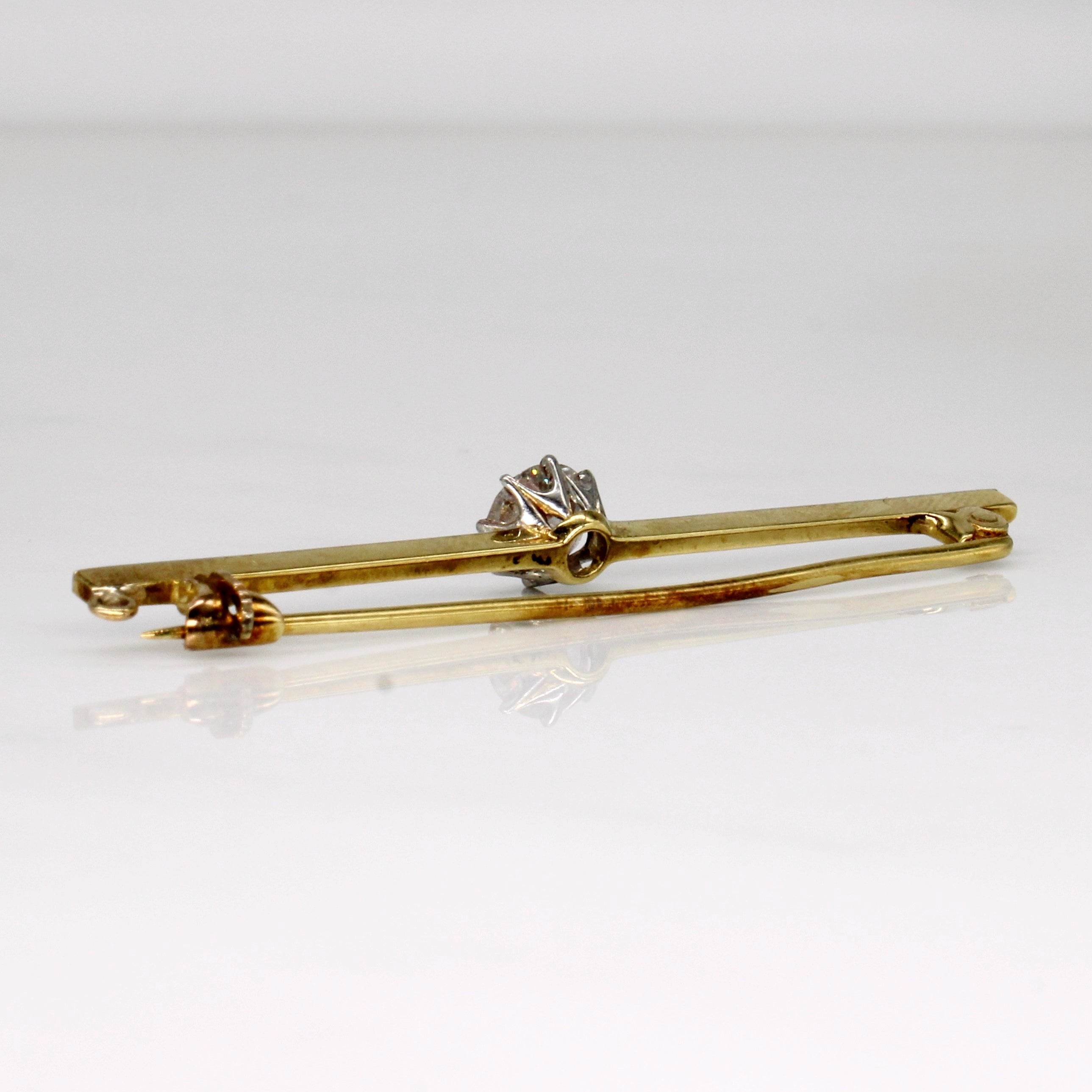 Old European Diamond 18k Bar Brooch | 0.75ctw |