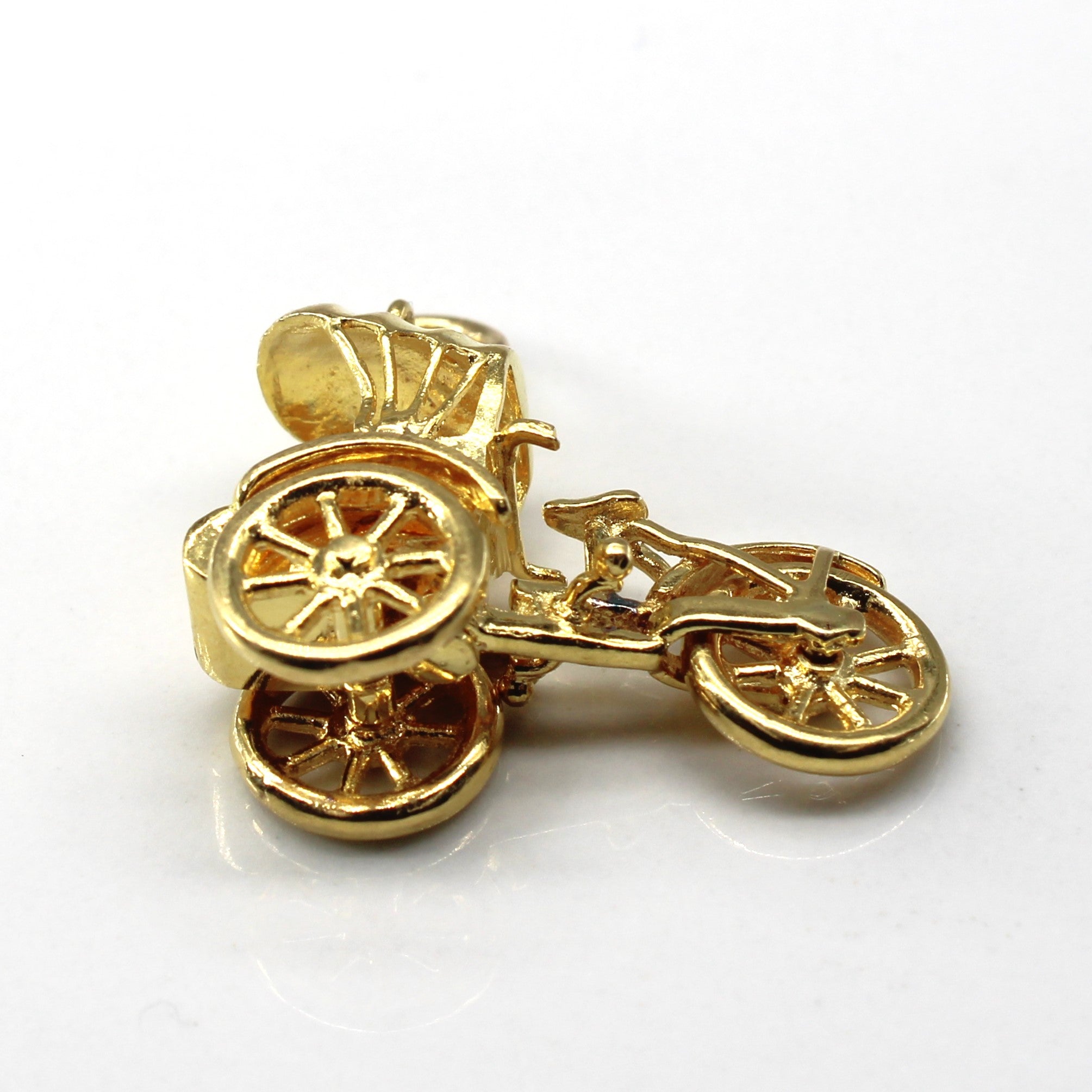 Yellow Gold Three Wheeled Cart Pendant