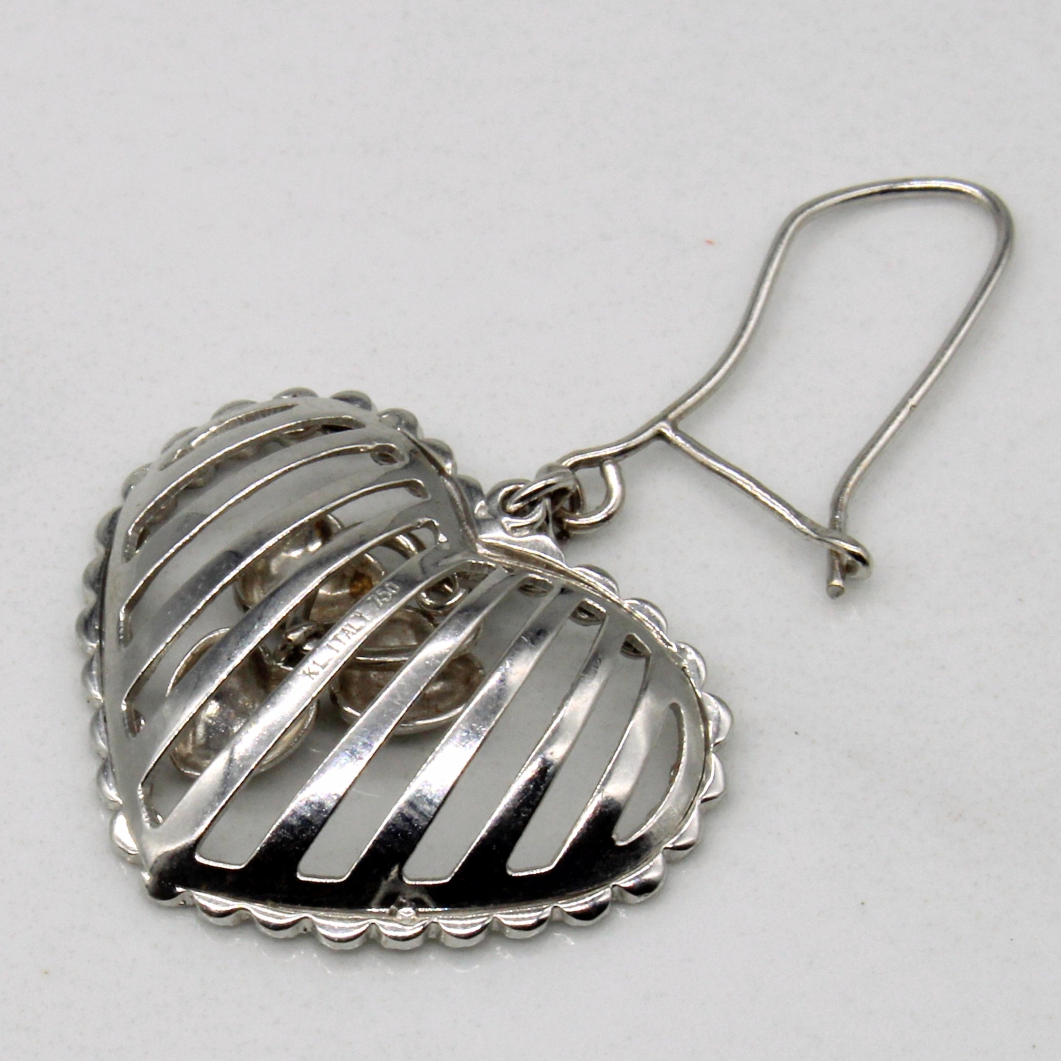 18k White Gold Heart Earrings