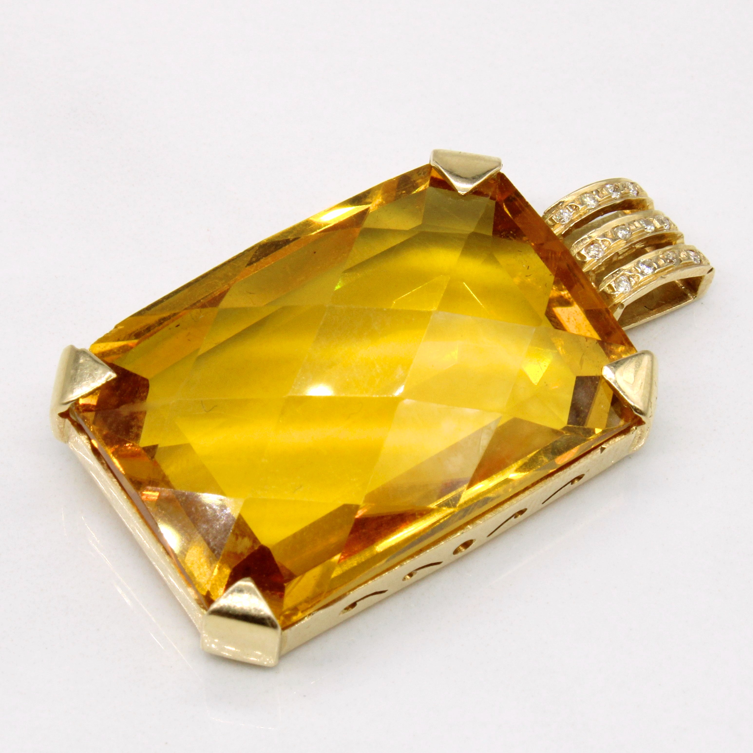 Citrine & Diamond 18k Pendant | 28.00ct |