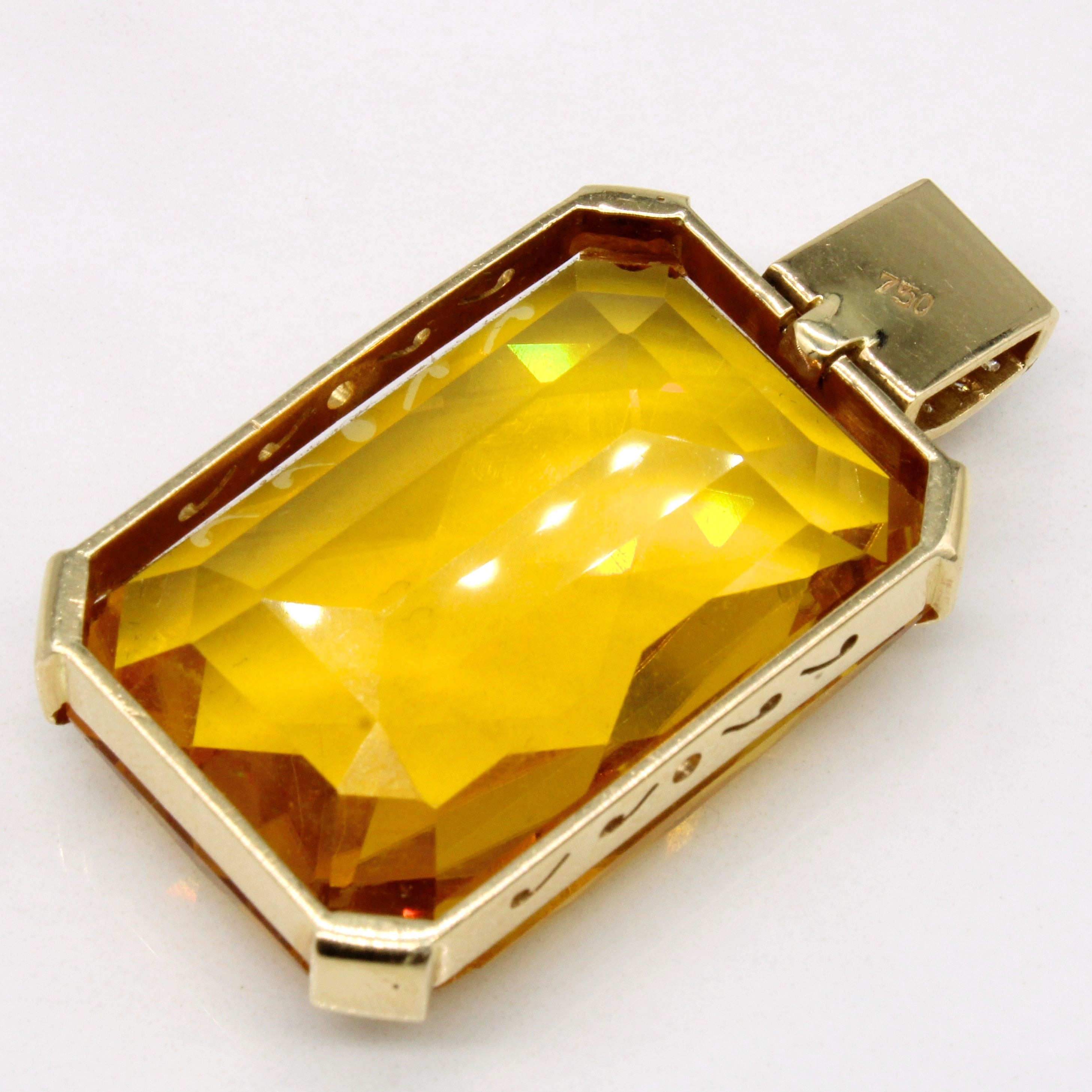 Citrine & Diamond 18k Pendant | 28.00ct |