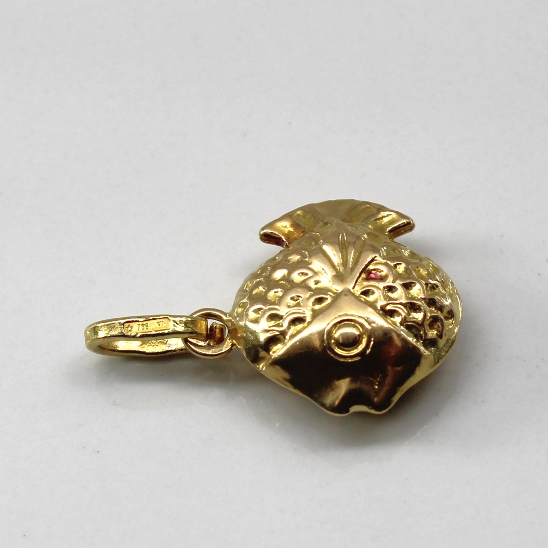 Italian 18k Yellow Gold Puffed Fish Pendant