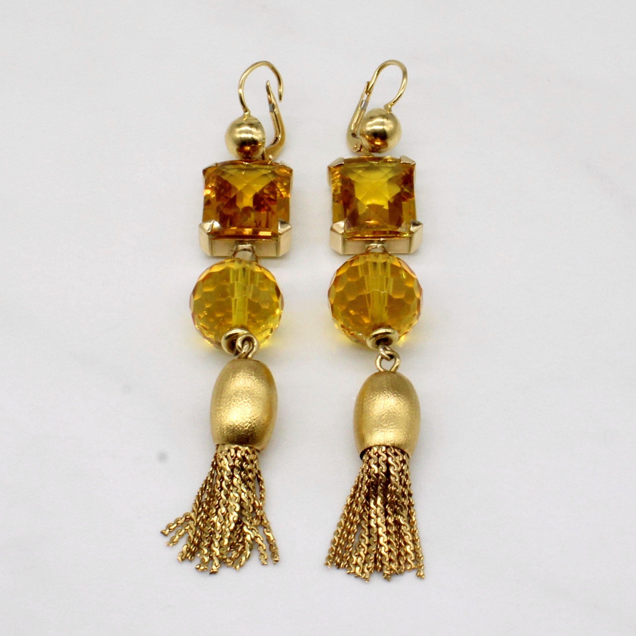 Citrine Drop Tassel 18k Earrings | 12 ctw, 20ctw |