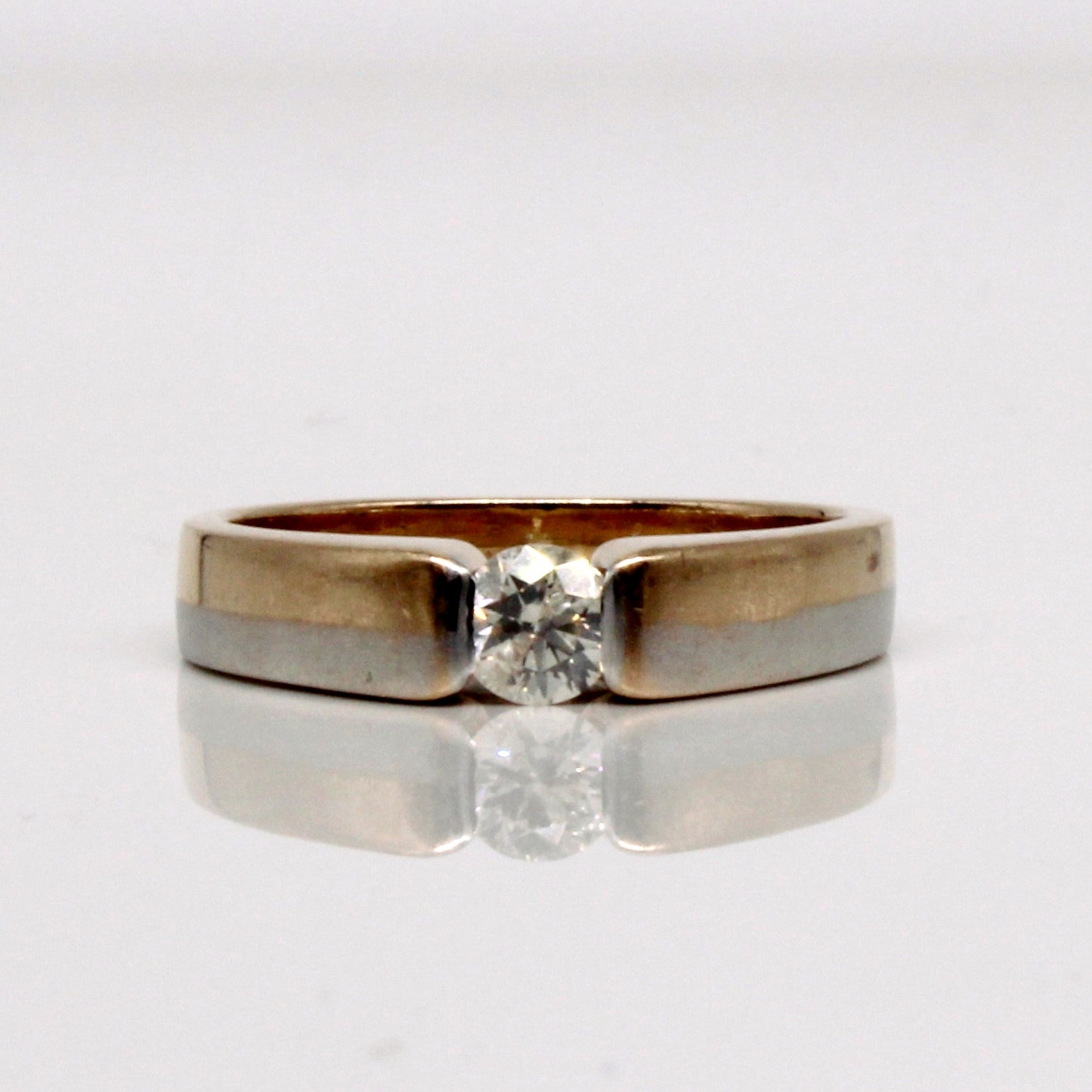 Two Tone Solitaire Diamond Ring | 0.40ctw | SZ 8.75 |