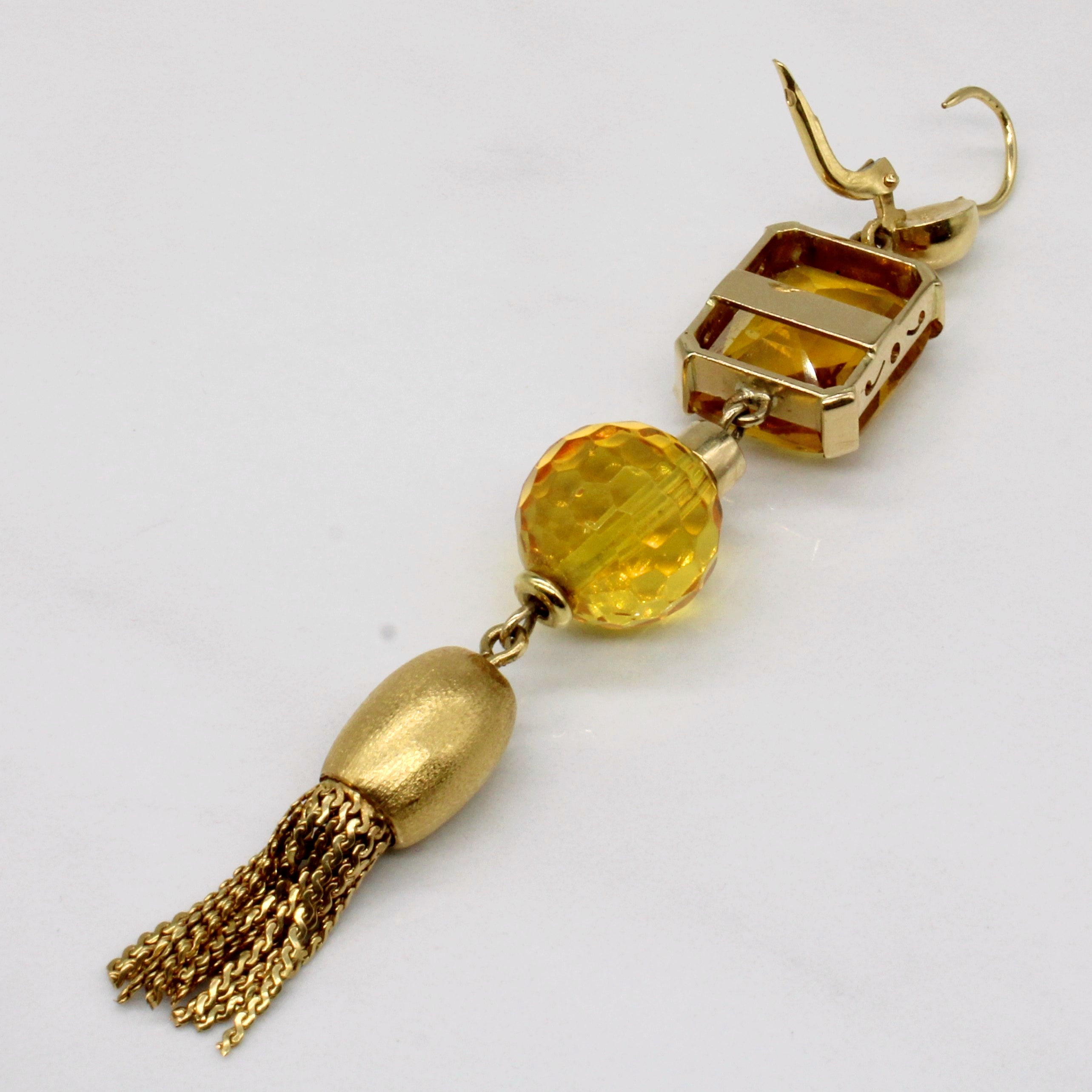 Citrine Drop Tassel 18k Earrings | 12 ctw, 20ctw |