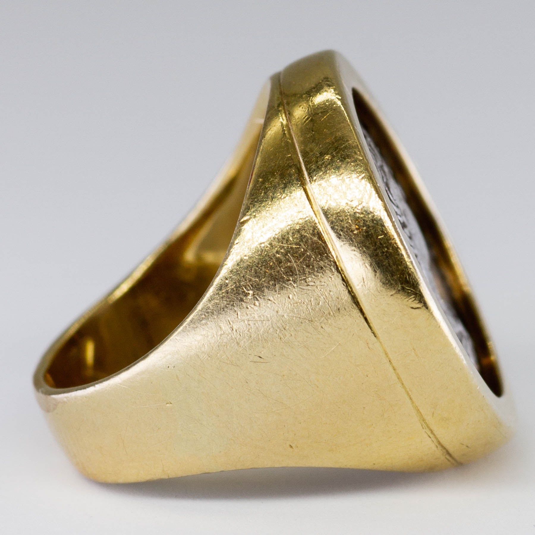 18k Roman Yellow Gold Coin Ring | SZ 3.5 |