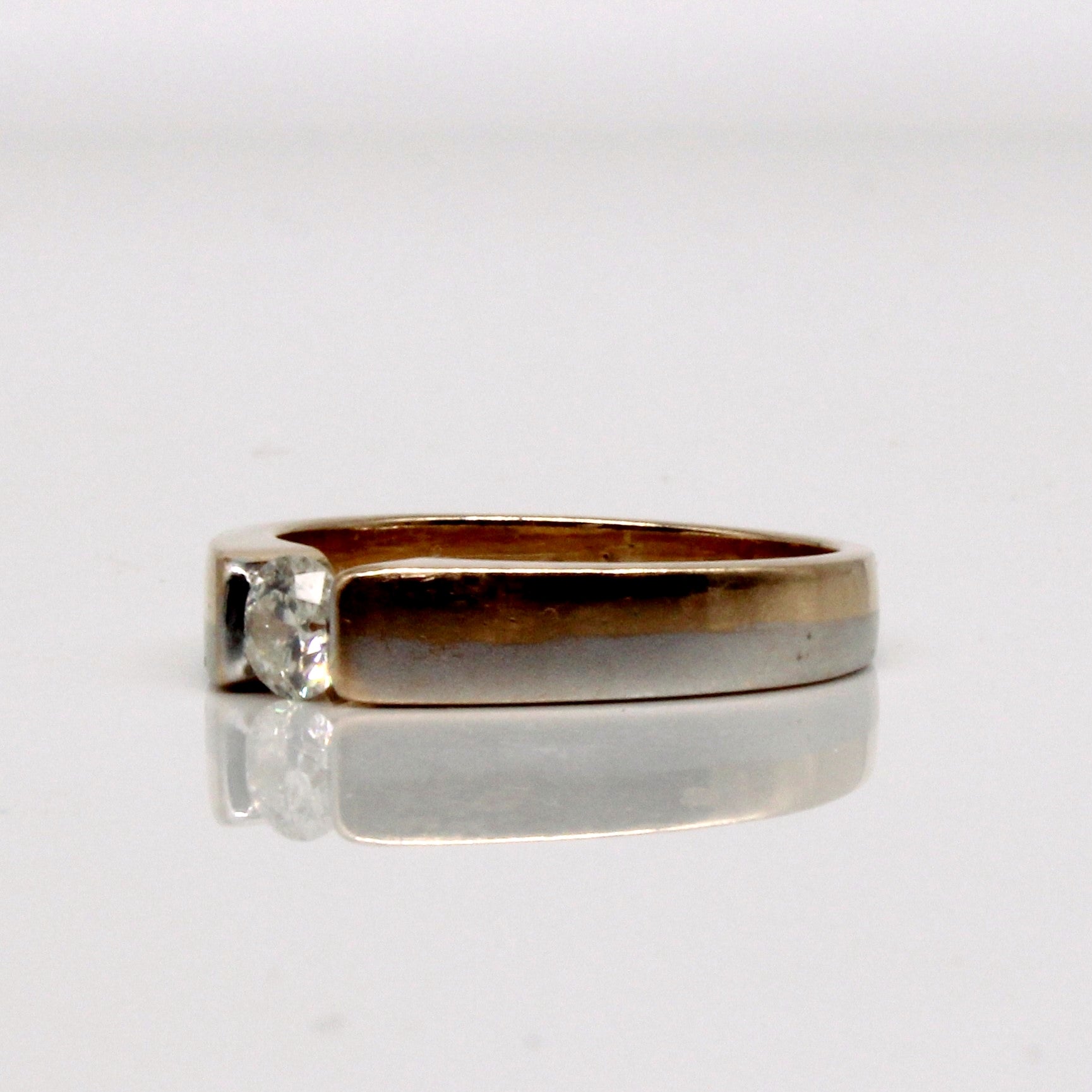 Two Tone Solitaire Diamond Ring | 0.40ctw | SZ 8.75 |