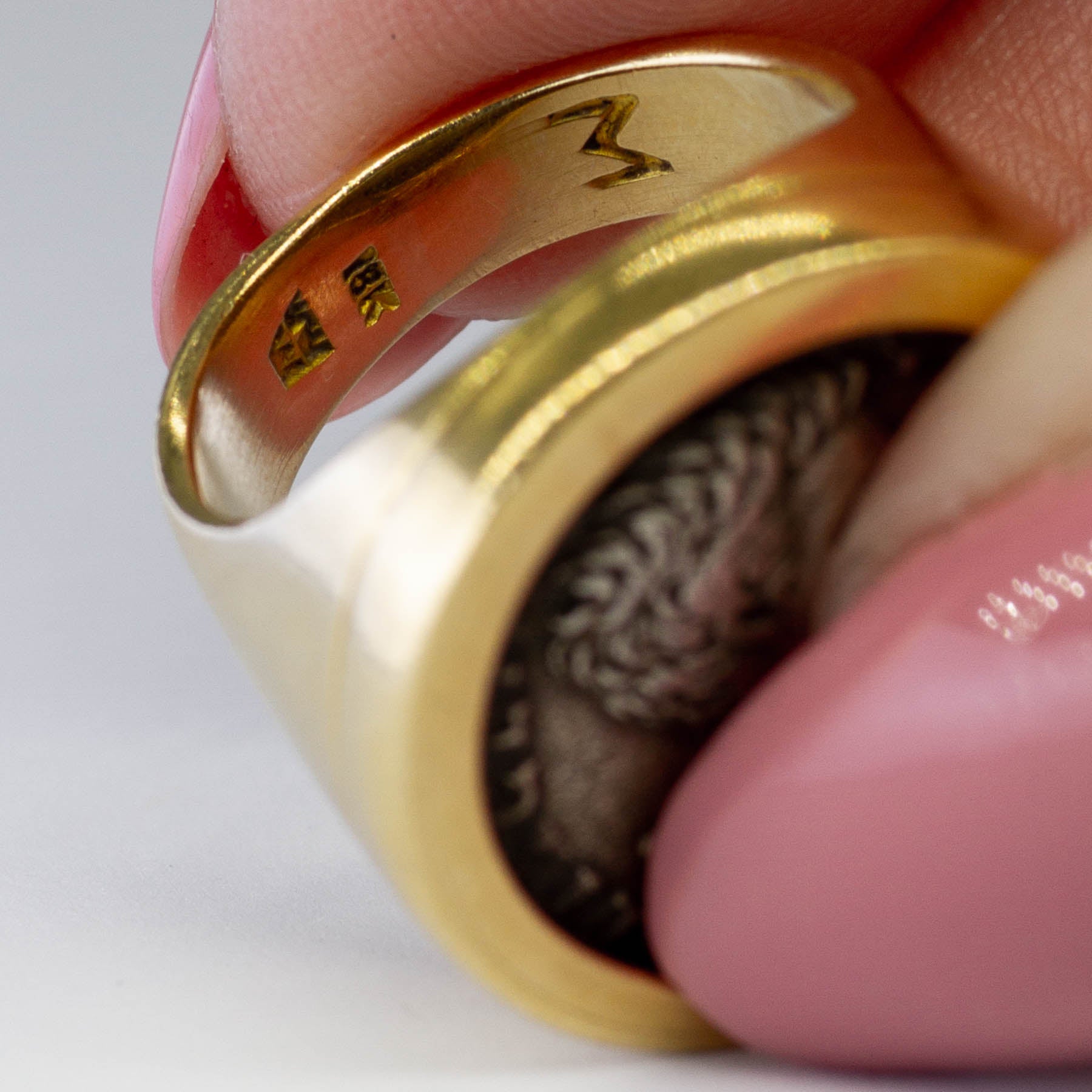 18k Roman Yellow Gold Coin Ring | SZ 3.5 |