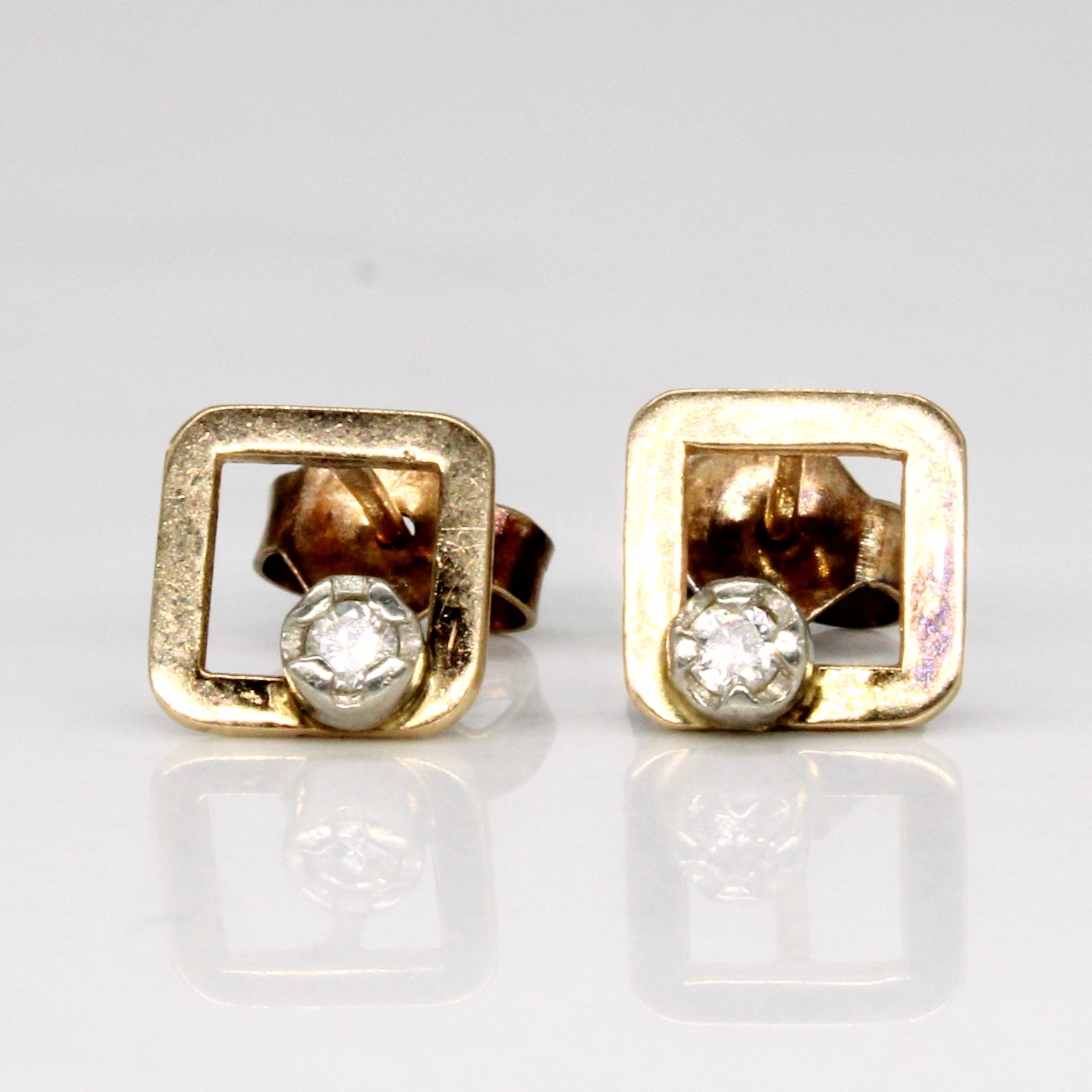 Diamond Square Stud Earrings | 0.04ctw |