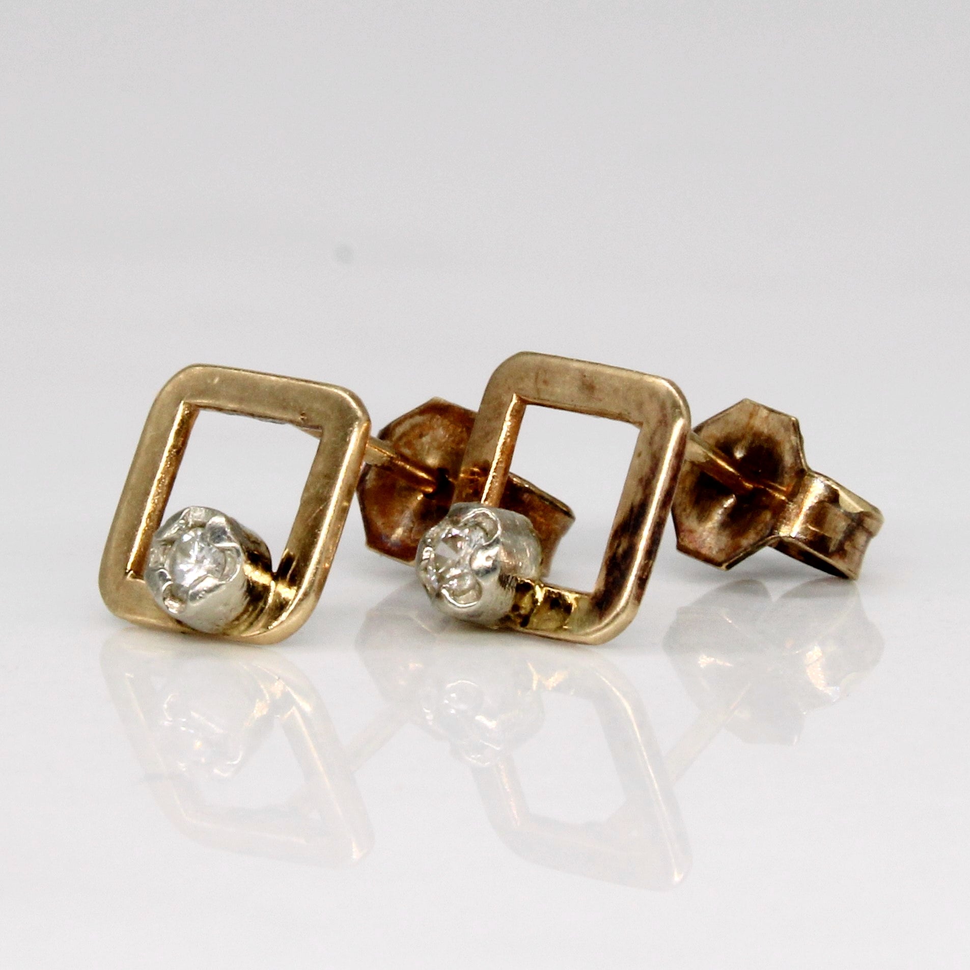 Diamond Square Stud Earrings | 0.04ctw |