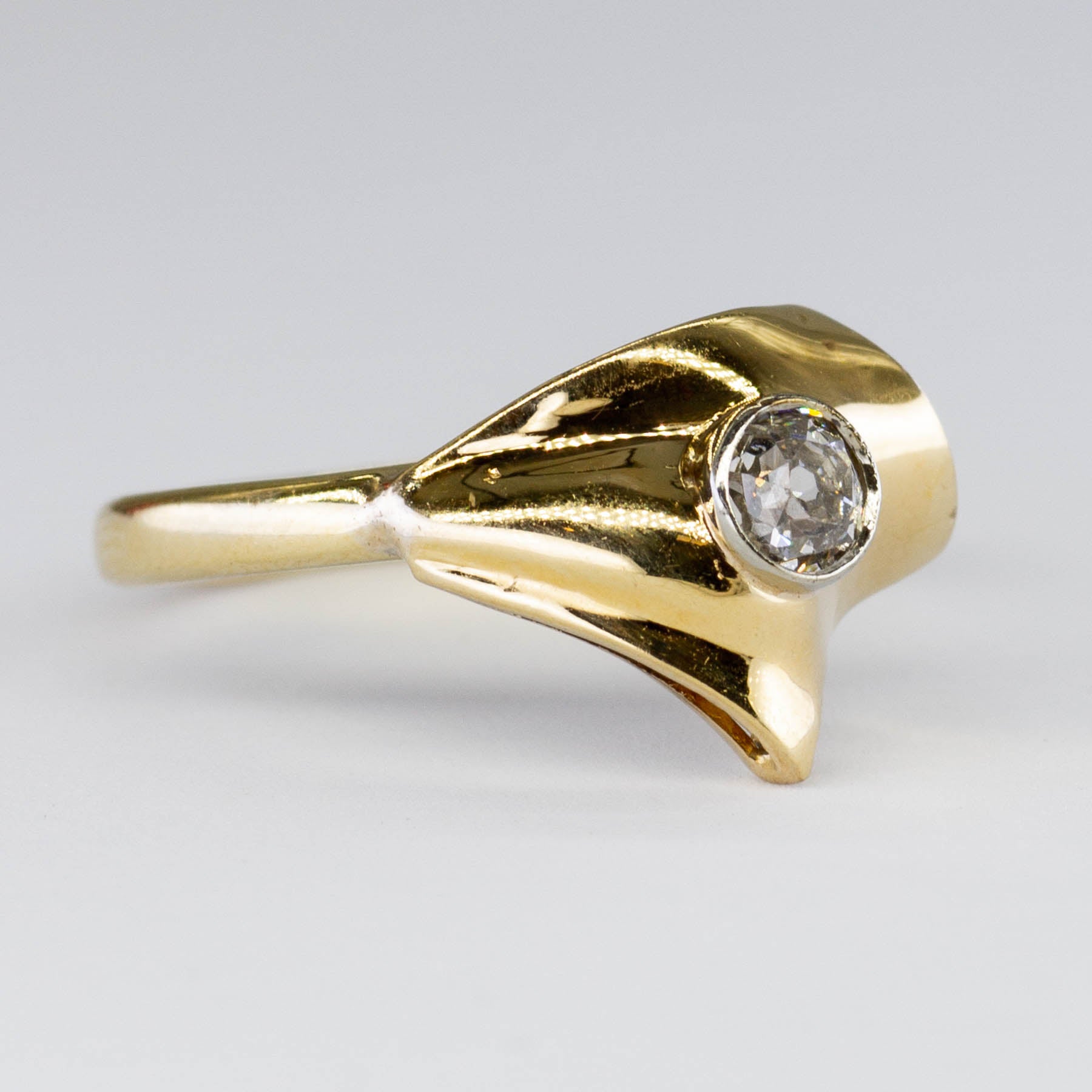 Old Mine Cut Bezel Set Diamond Chevron Ring | 0.19ct | SZ 5.5 |