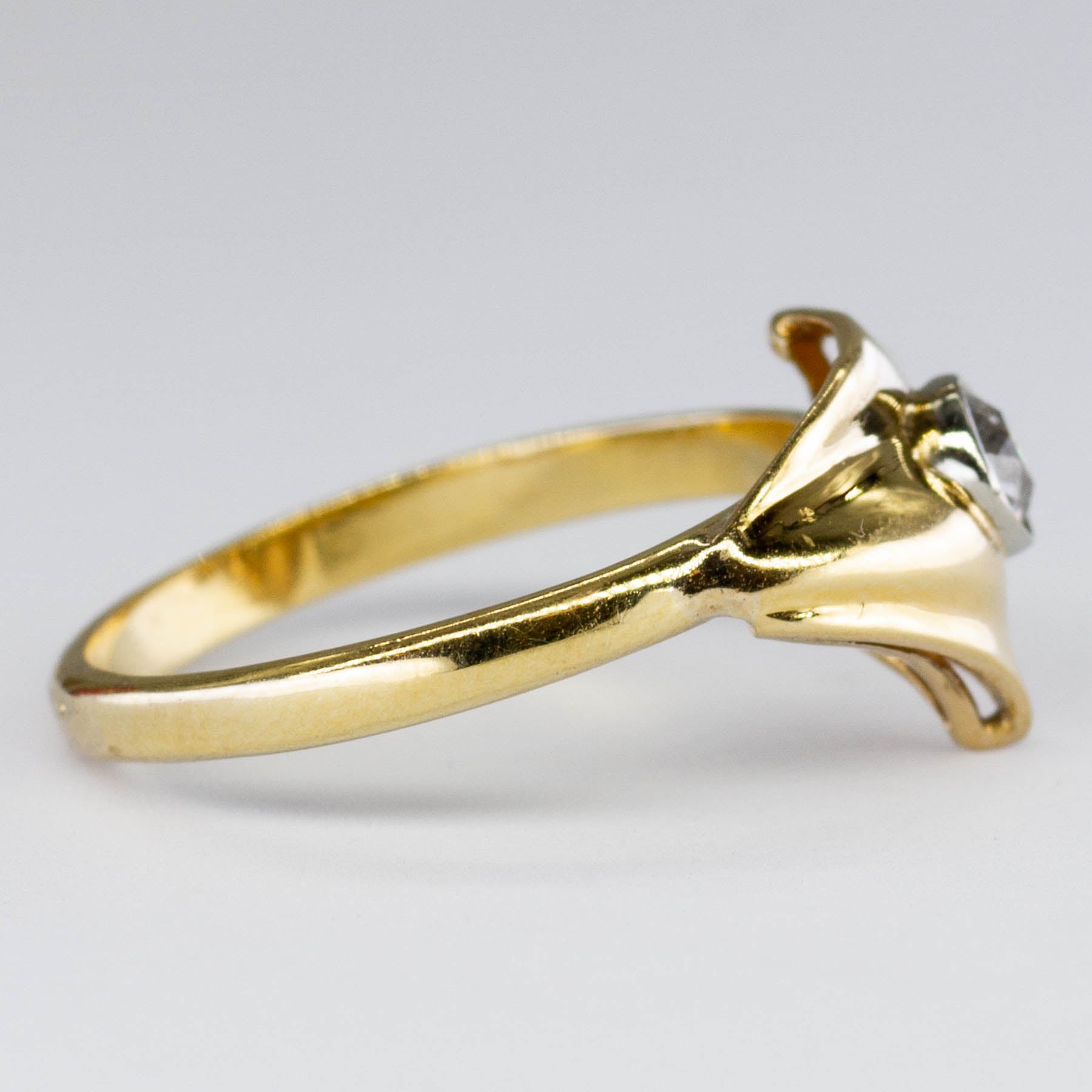 Old Mine Cut Bezel Set Diamond Chevron Ring | 0.19ct | SZ 5.5 |