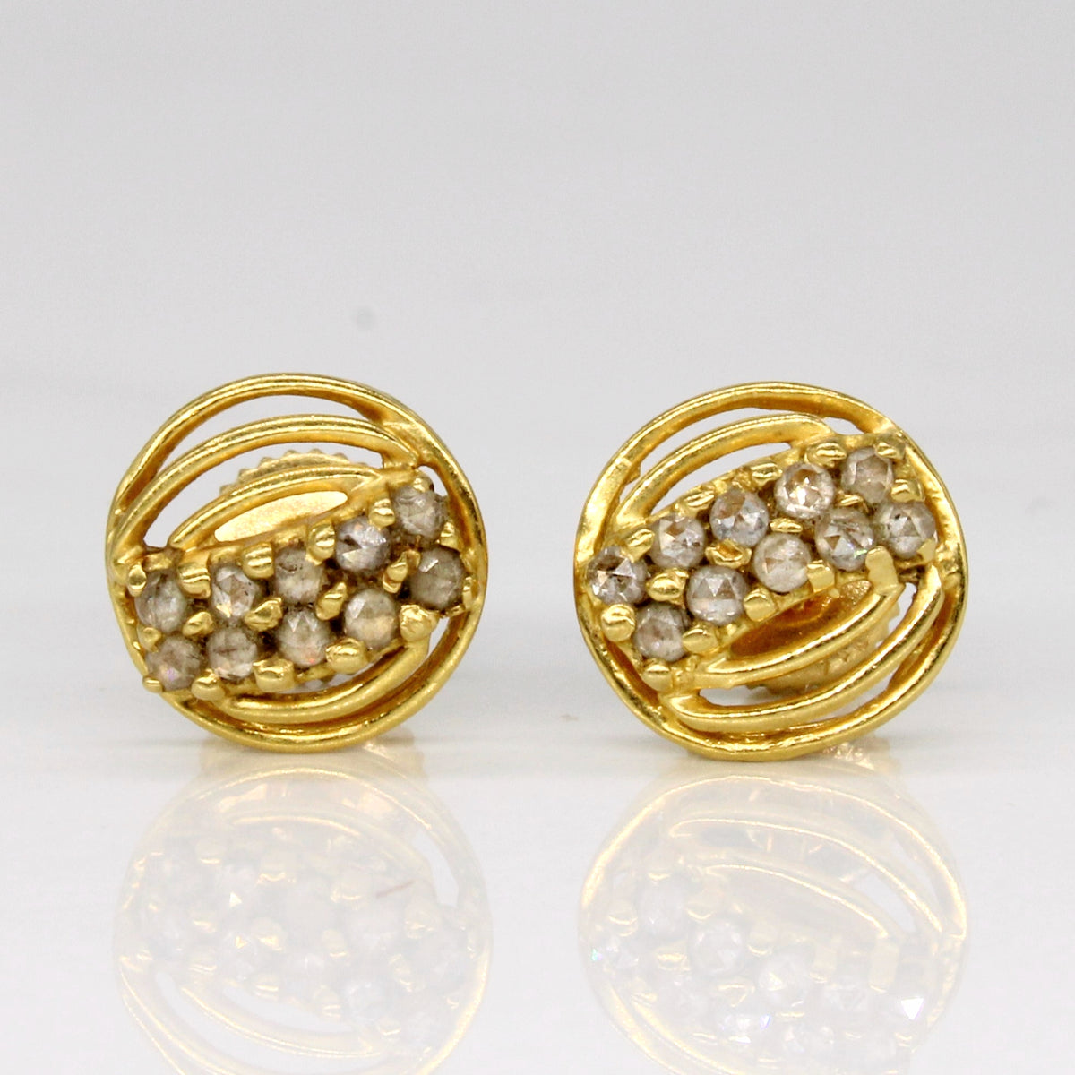 Pia Rose-Cut Diamond Stud Earrings | Unique Engagement Rings  22k Yellow Gold Rose cut Diamond Earring display picture 1