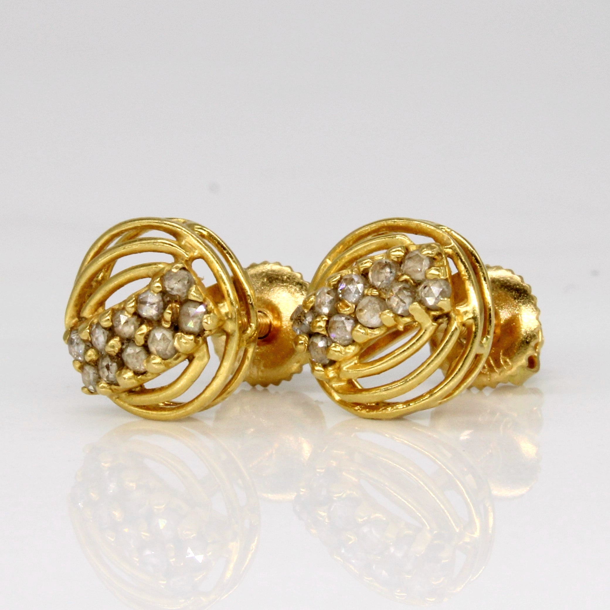 22k Yellow Gold Rose Cut Diamond Stud Earrings | 0.30ctw |