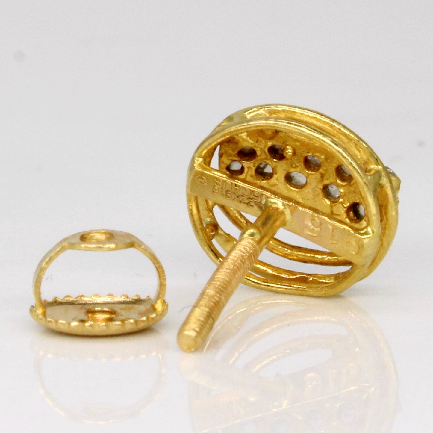 22k Yellow Gold Rose Cut Diamond Stud Earrings | 0.30ctw |