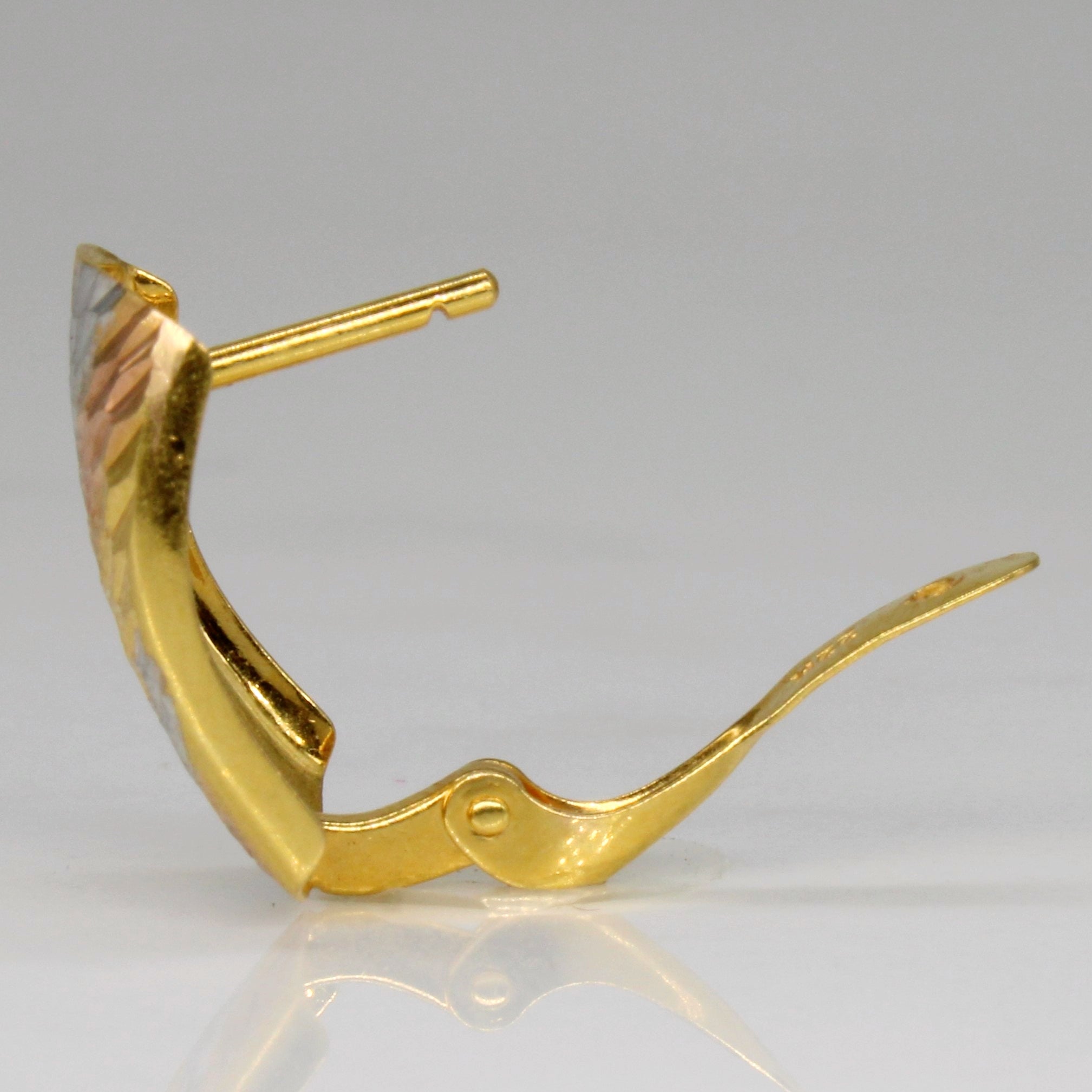 22k Tri Tone Gone Shield Earrings