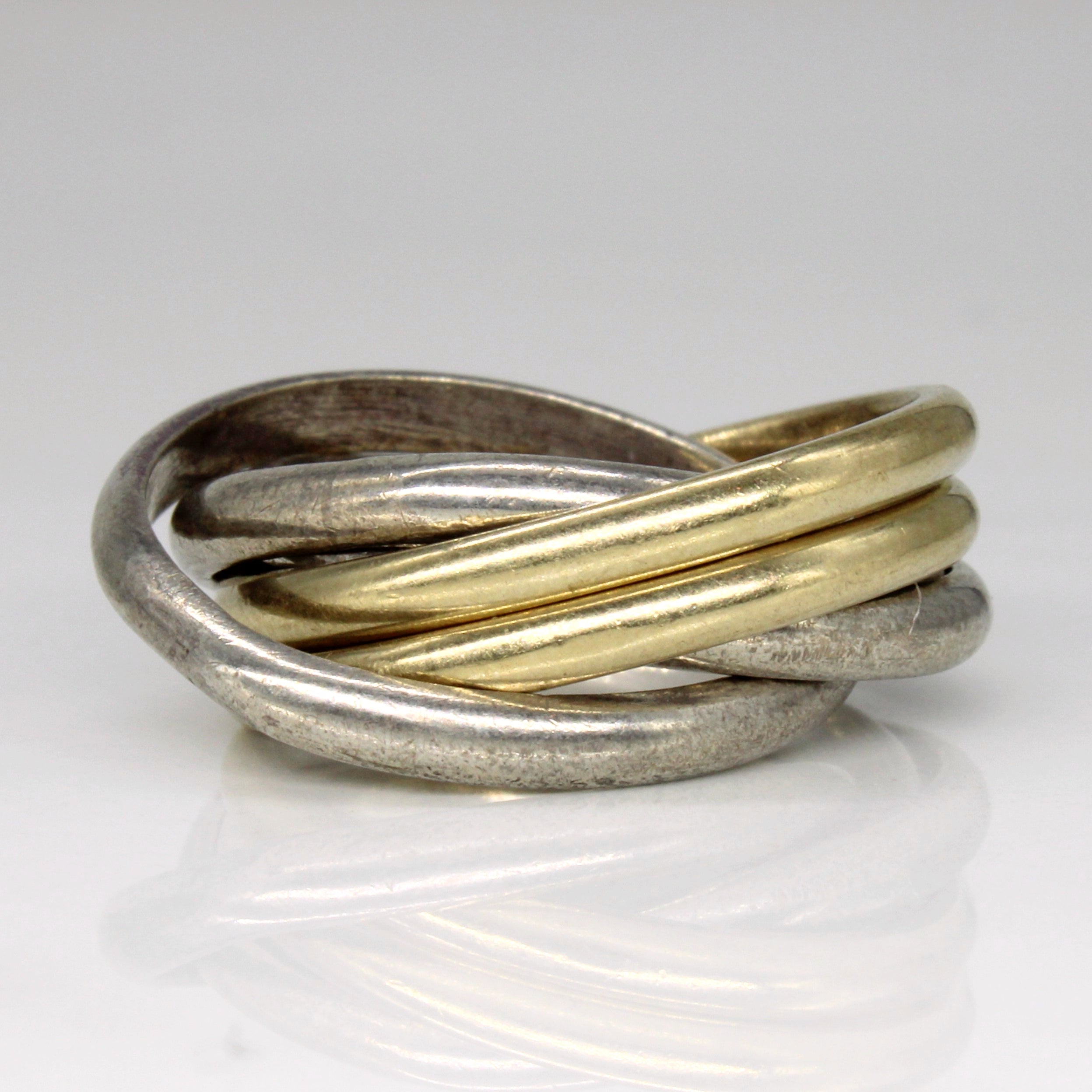 Gold & Sterling Silver Interlocked Rings | SZ 6.5 |
