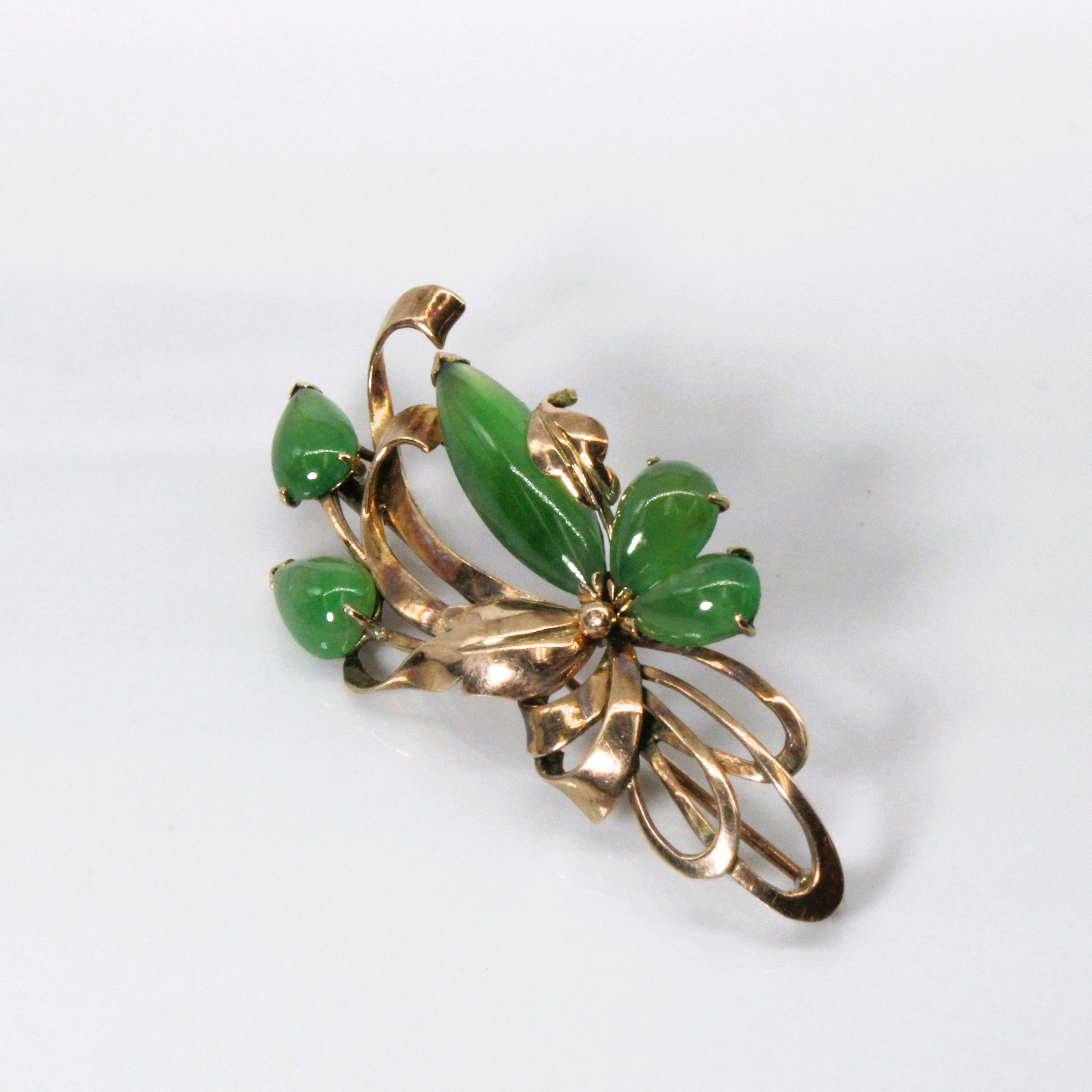 Nephrite Vintage 14K Brooch | 4.5cwt