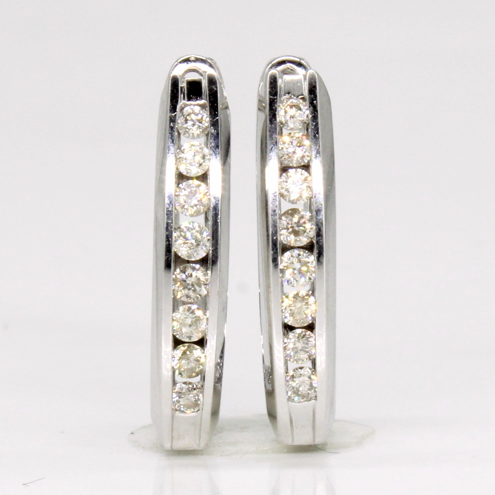 Channel Set Diamond Hoop Earrings | 0.32ctw |