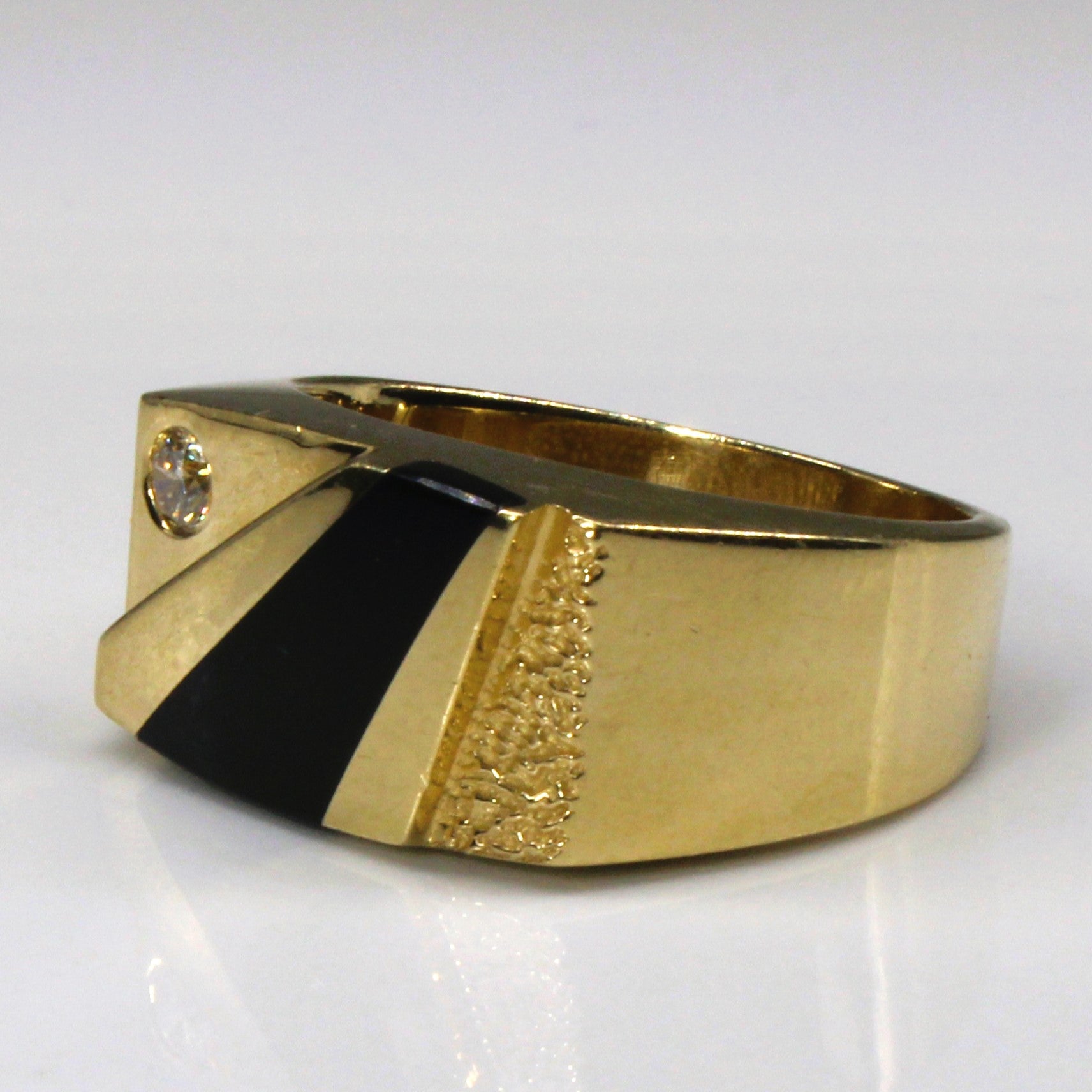 Diamond & Onyx Inlay Square Ring | 0.70ct | 0.10ct | SZ 8.5 |