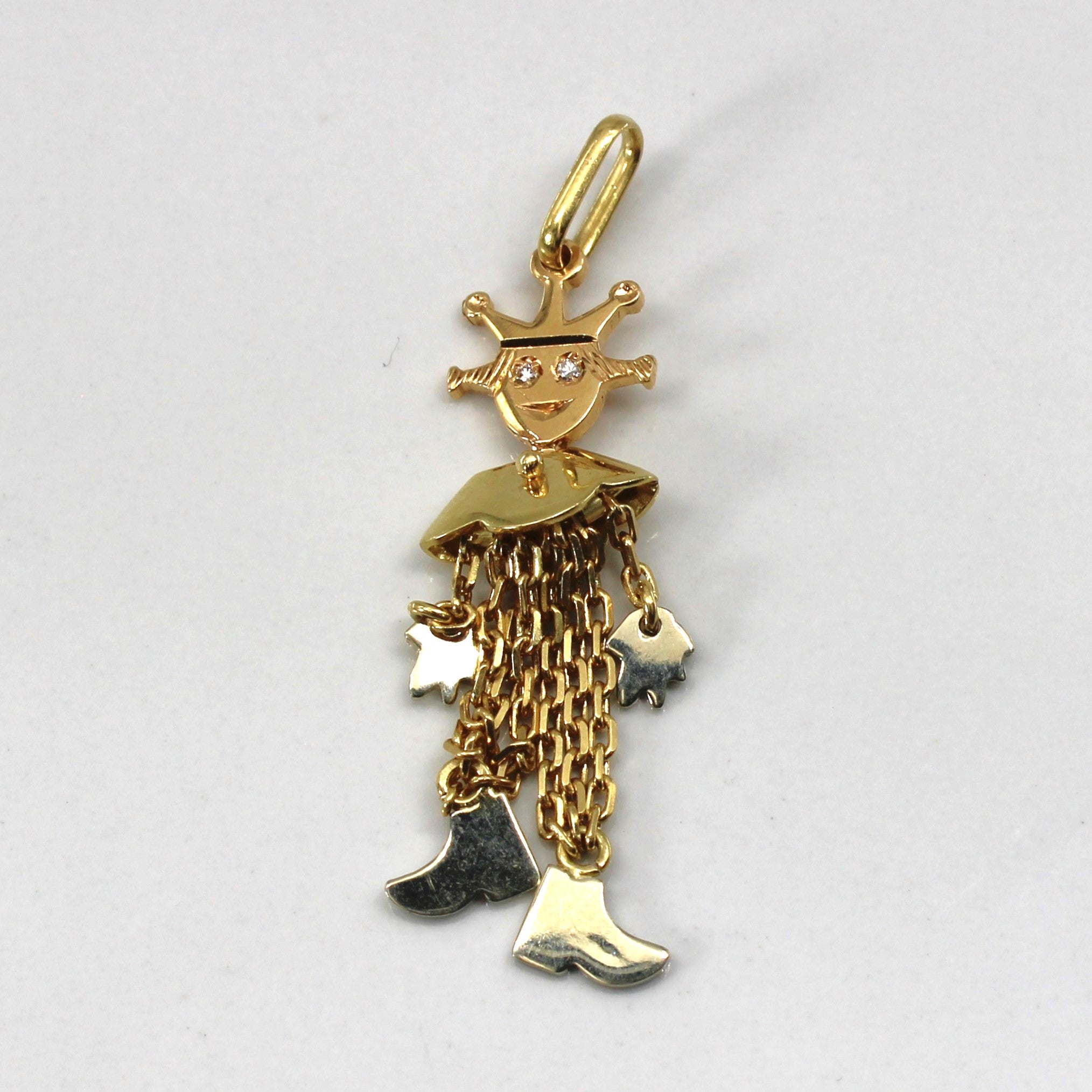 Pendentif bouffon en or jaune 18 carats et diamants | 0,01 ct |